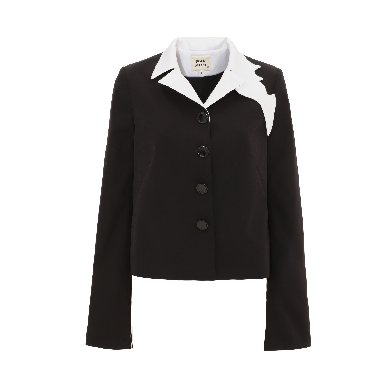 Julia Allert Women's Black Tailored Cropped Blazer With White Collar In Black