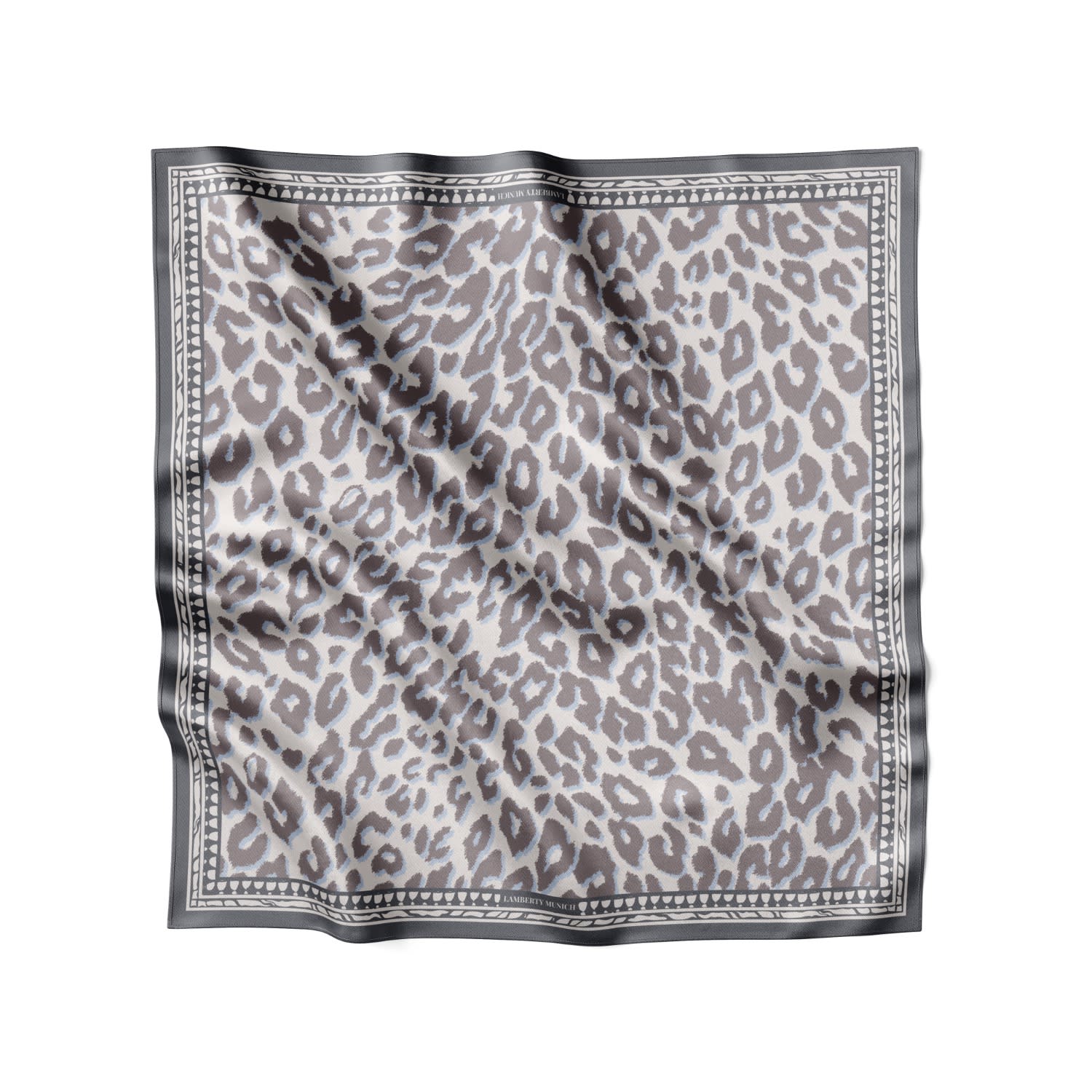 Lamberty Munich X Katchmagic London Women's Grey Smooth Cheetah - Midi Silk Scarf In Gray