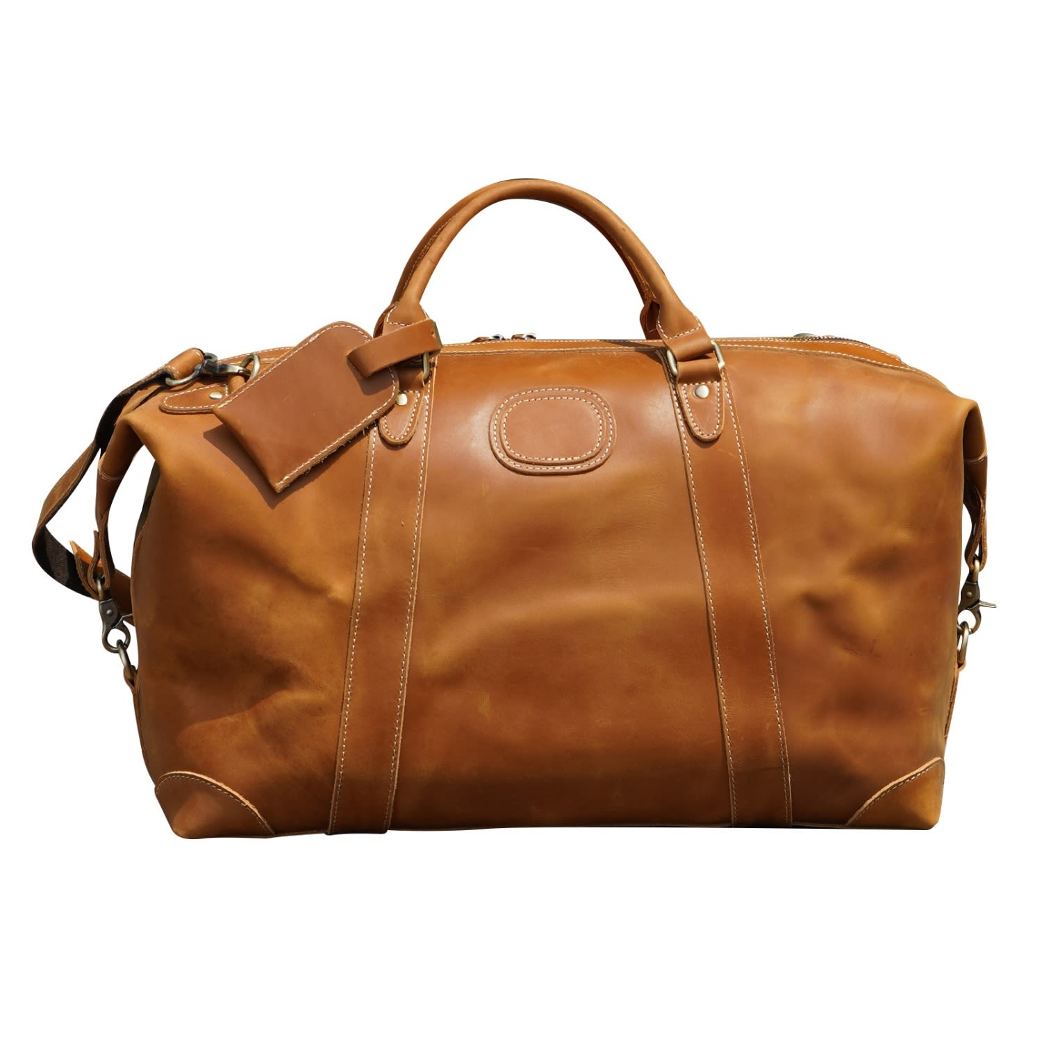 Men’s Classic Traveller Genuine Leather Holdall - Light Brown Touri