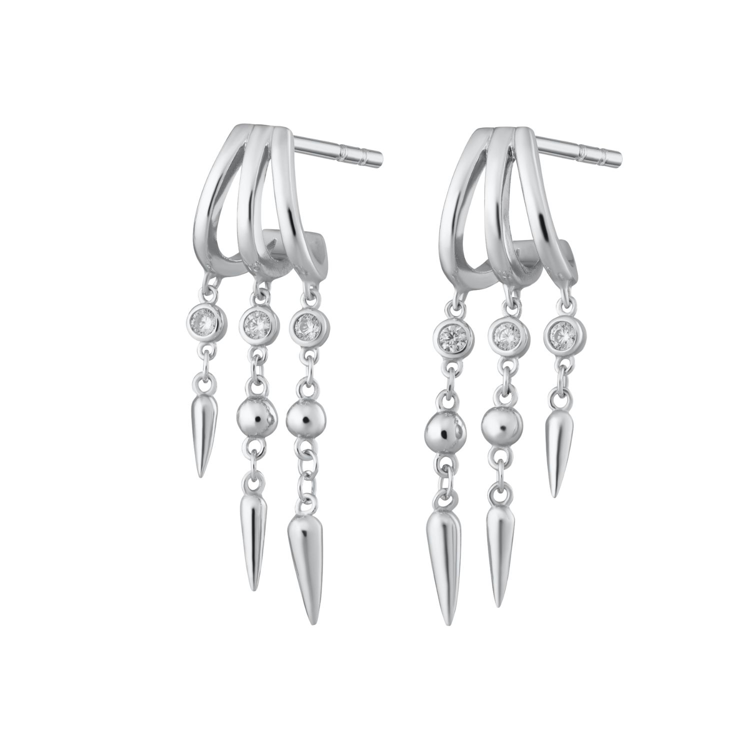 Scream Pretty Women's Silver Illusion Claw Drop Hoop Earrings In Metallic