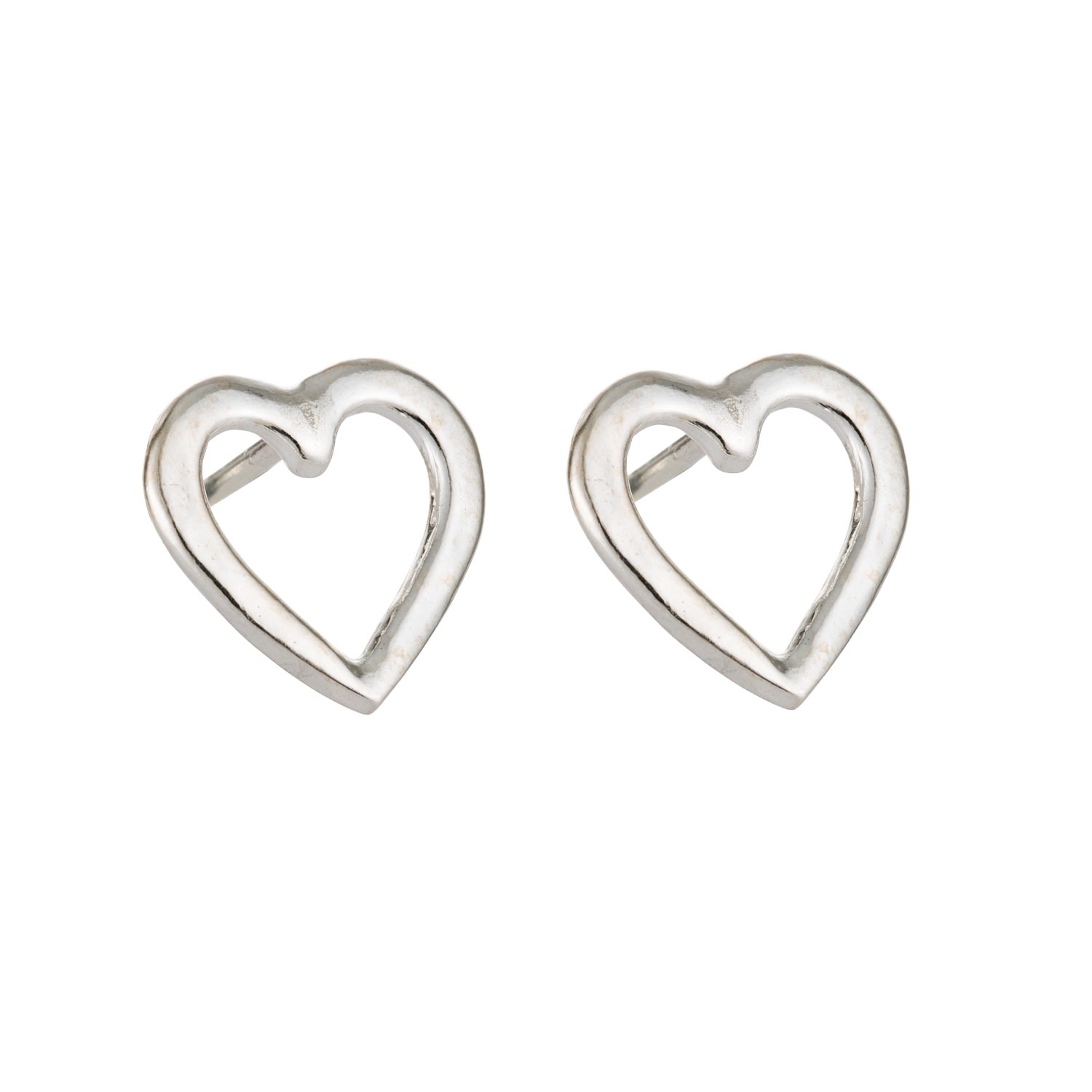 Posh Totty Designs Women's Sterling Silver Open Mini Heart Stud Earrings In White