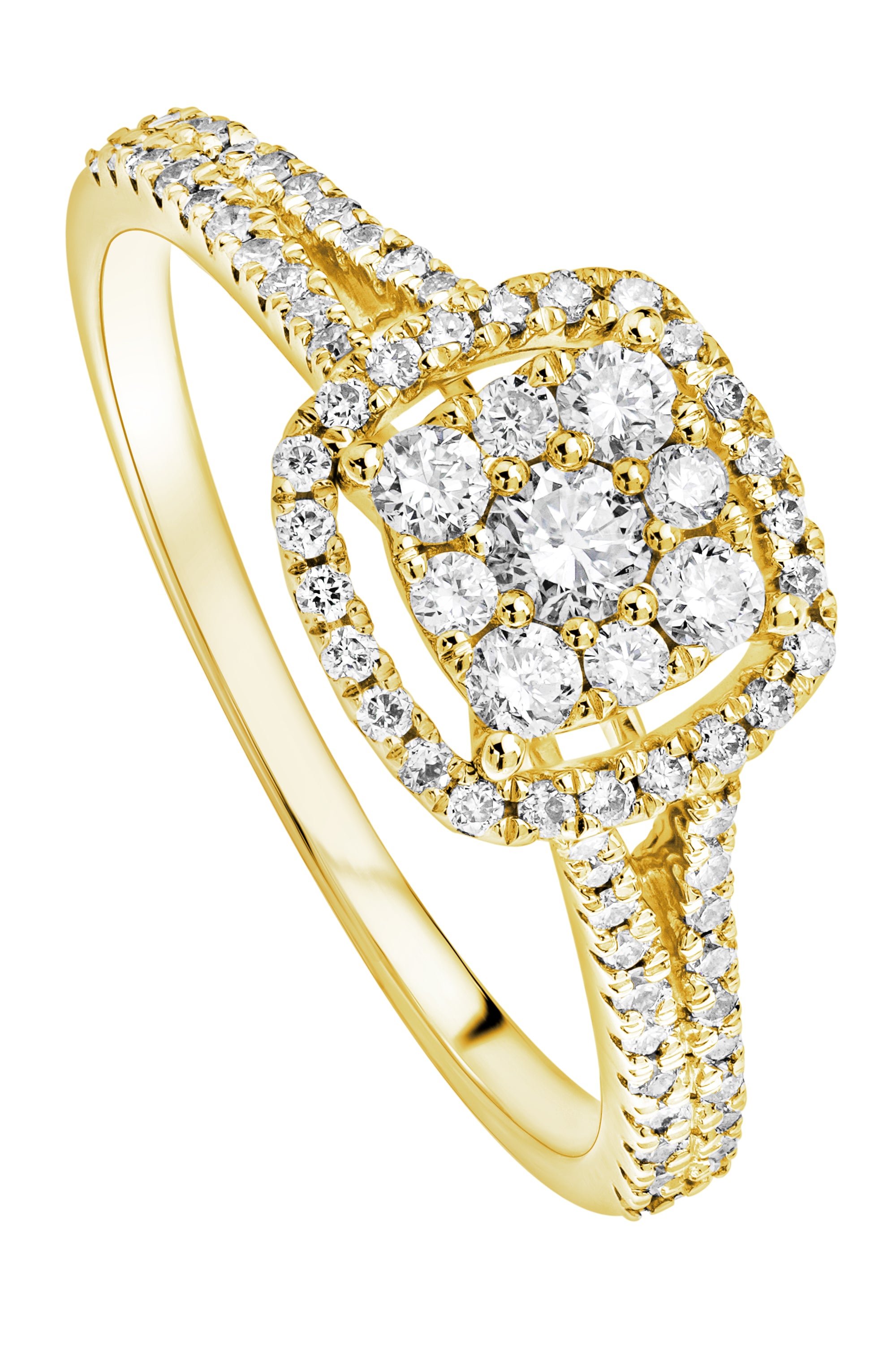 Women’s Gemma Yellow Gold Lab Grown Diamond Cluster Halo Engagement Ring Created Brilliance