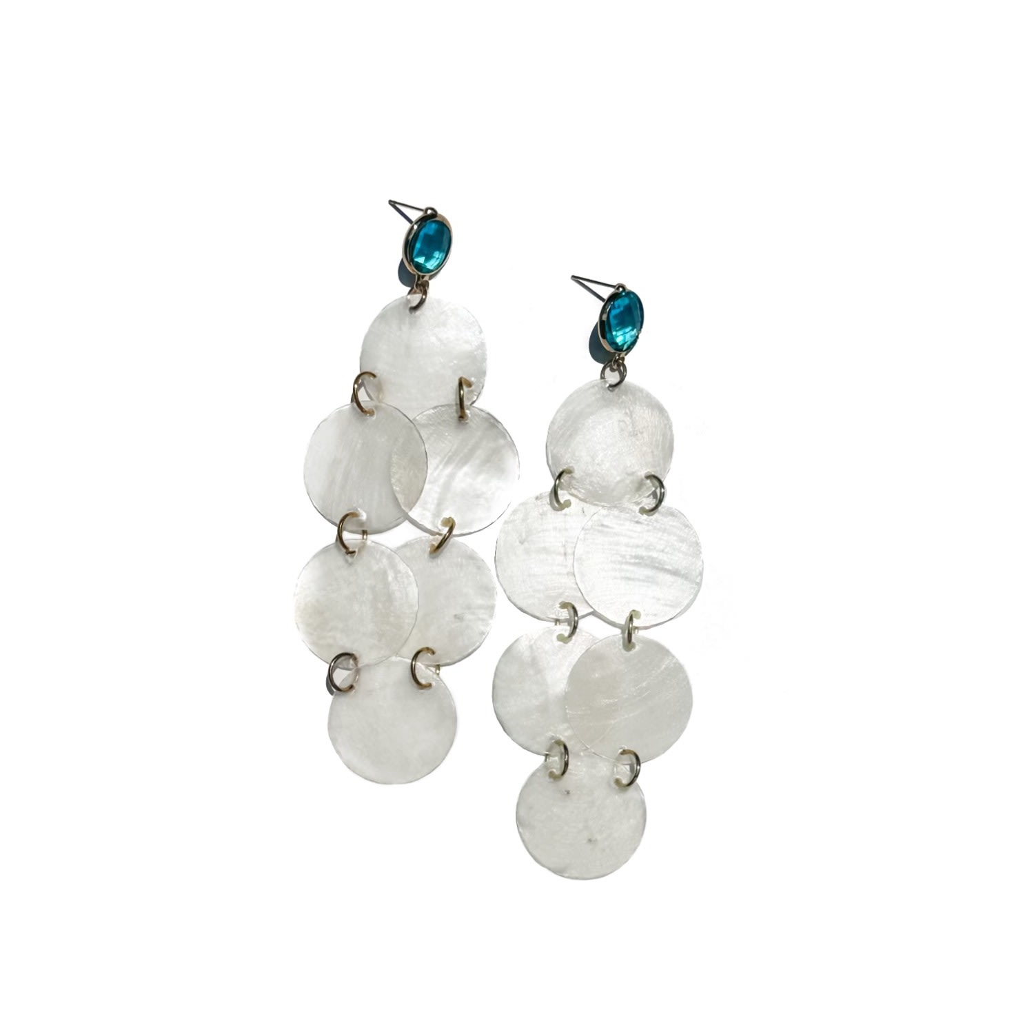 Women’s Blue / White Shell Chandelier Dangles Babaloo Jewelry