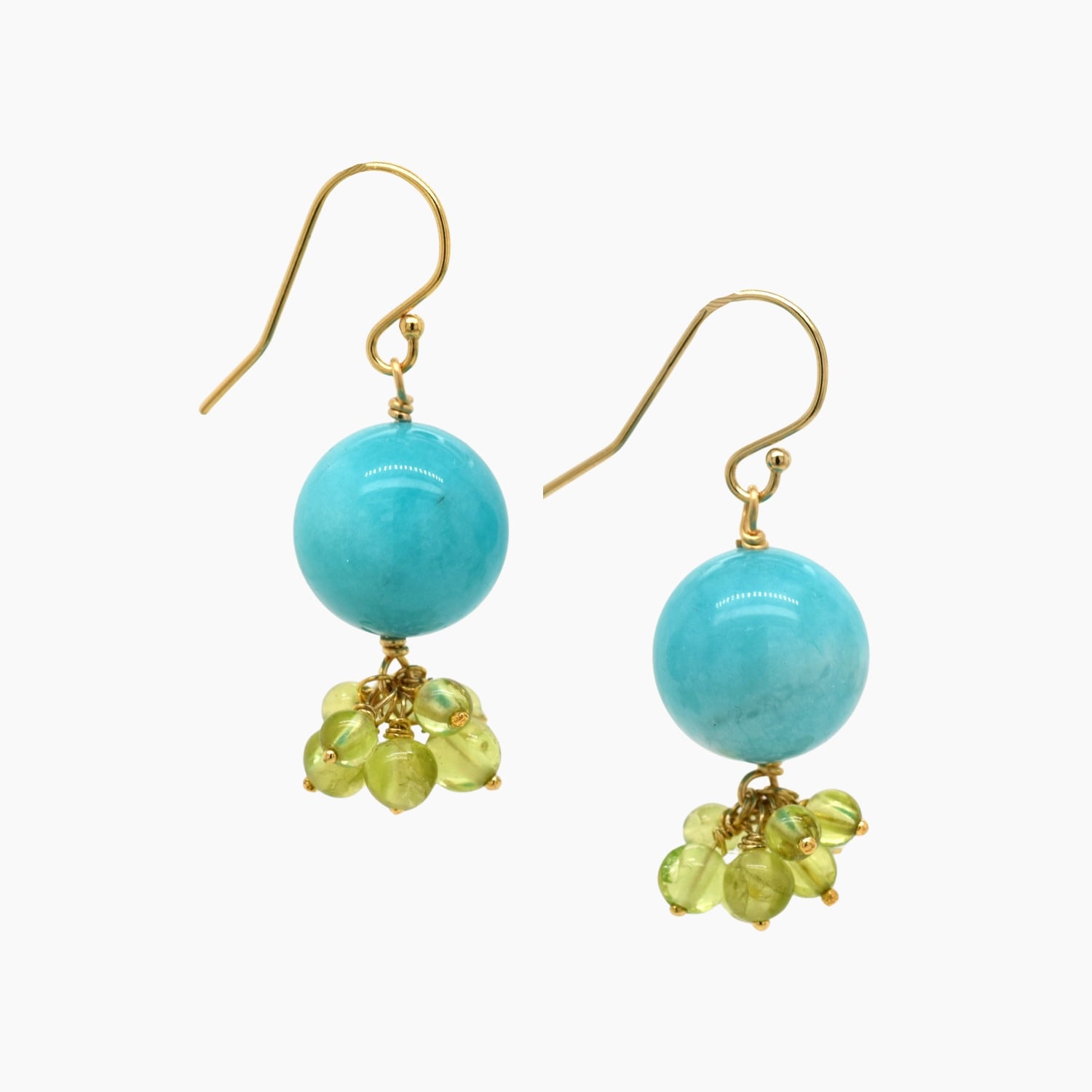 Lori Kaplan Design Women's Blue / Green / Gold Amazonite Rounds With Peridot Gold Earrings In Multi