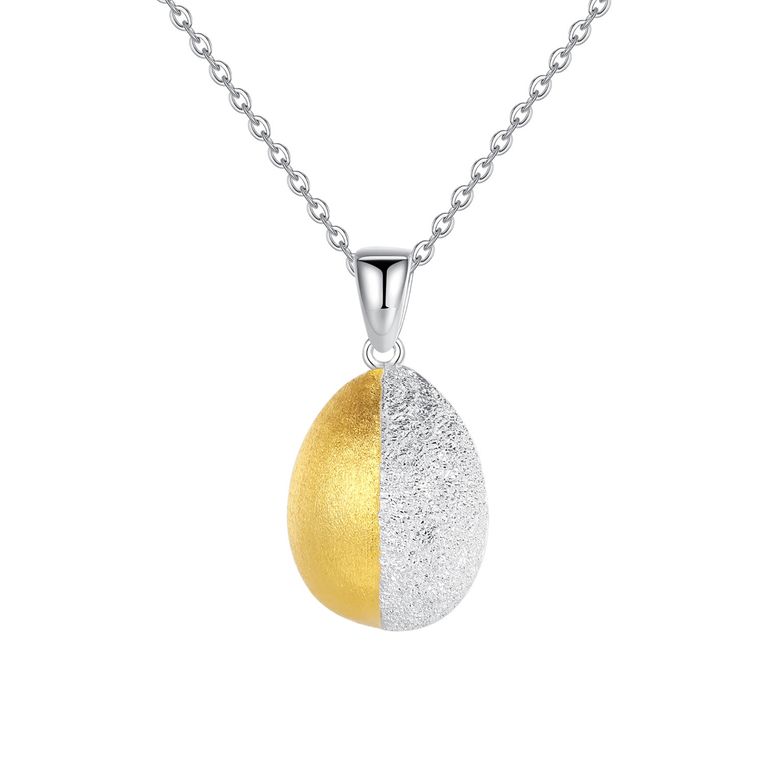 Women’s Gold / Silver Frosted & Matted Texture Two-Tone Pendant Necklace Classicharms