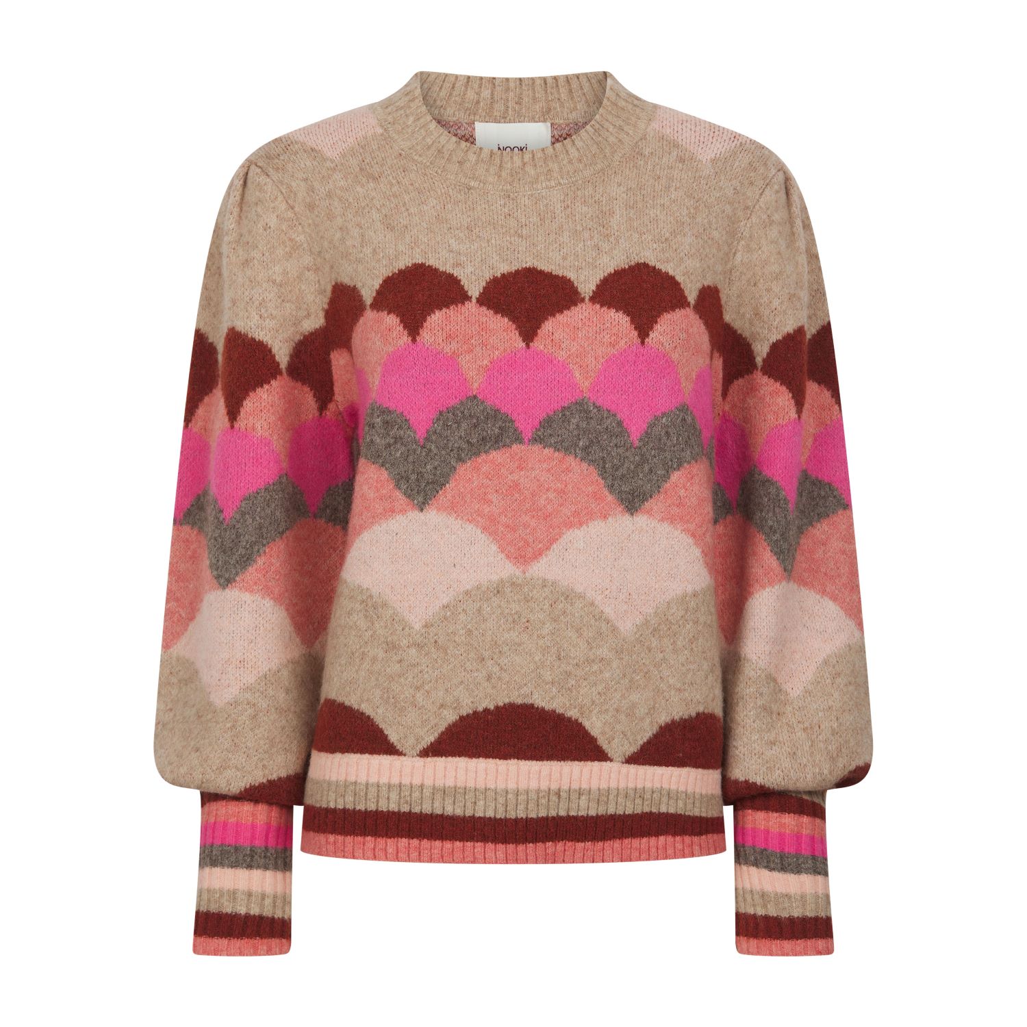 Nooki Design Women's Mabel Scallop Pattern Jumper In Pink In Brown