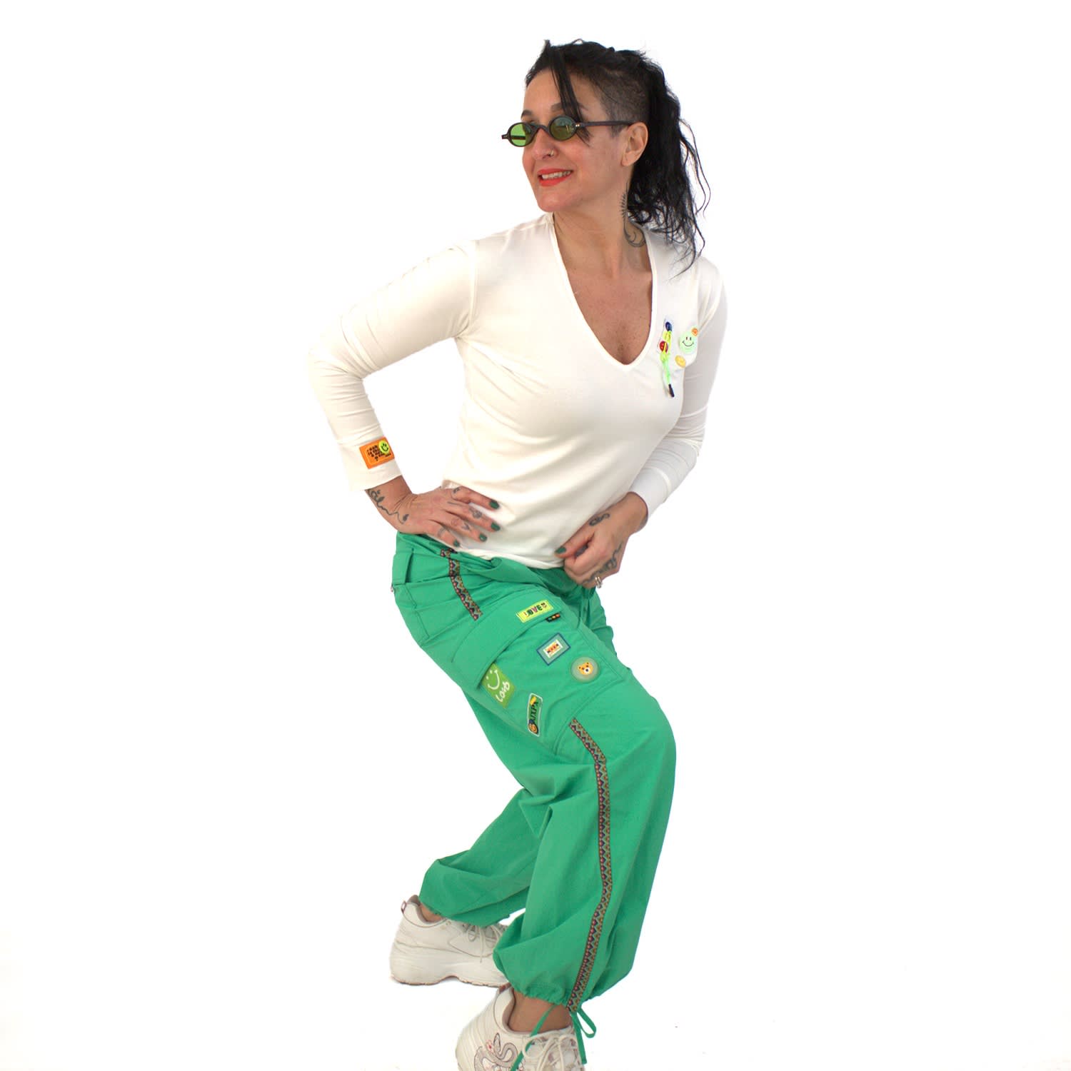 On the Go Green Parachute Cargo Pants