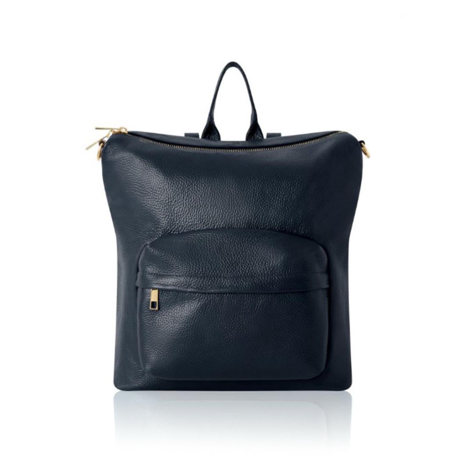 Betsy & Floss Women's Tivoli Leather Backpack Or Shoulder Bag In Navy Blue In Blue