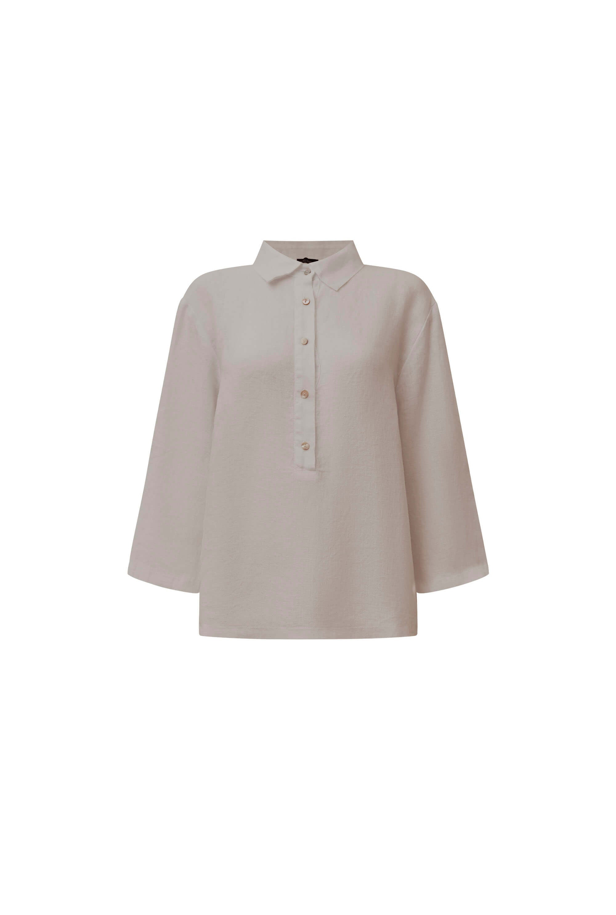James Lakeland Women's Neutrals Taupe Linen Blouse