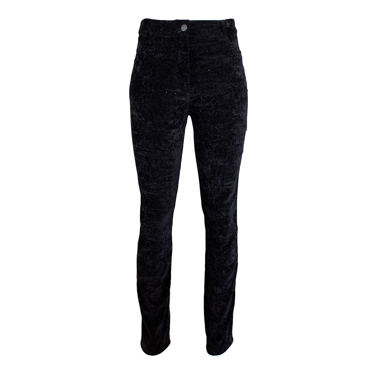 Lalipop Design Women's Black Straight-leg Velvet Pants With Embellished Side Trim