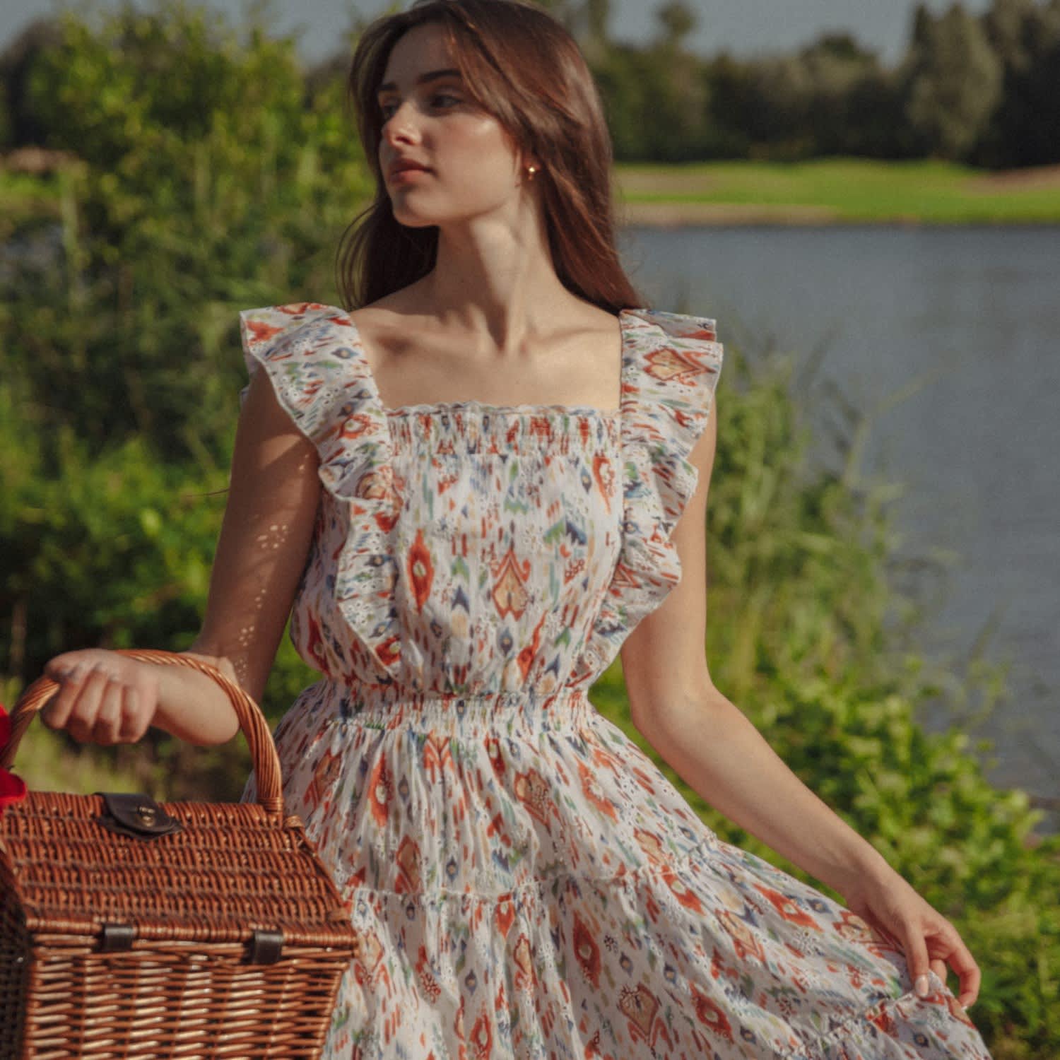 ikkat cotton dresses Okhai 'Ocean Eyes' Pure Cotton Ikat Dress  Okhaistore
