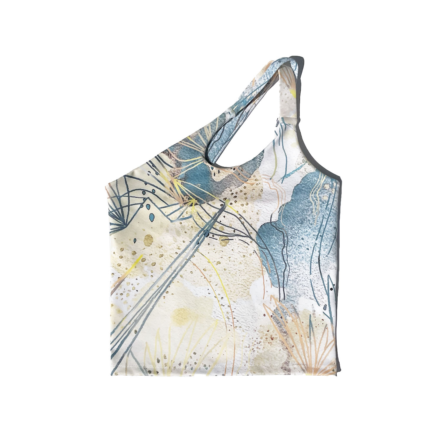 Women’s Blue / White Parakeet Cockatiel Lina One Shoulder Top Large Taupe Activewear