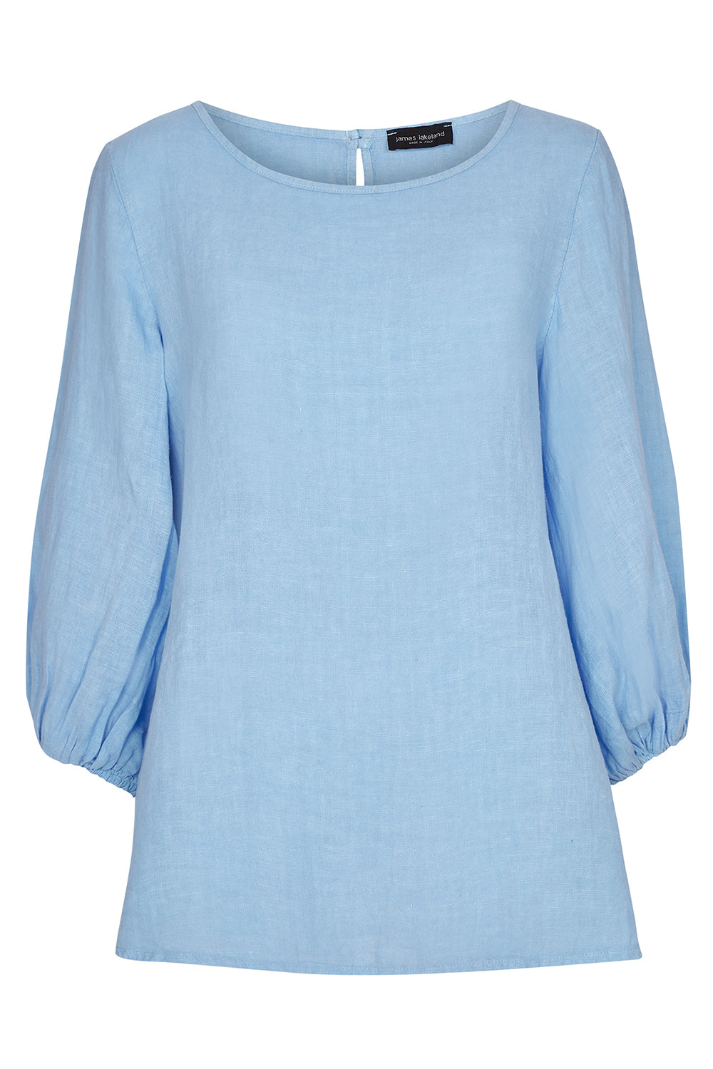 Women’s Silver Puff Sleeve Linen Blouse - Pale Blue Extra Small James Lakeland