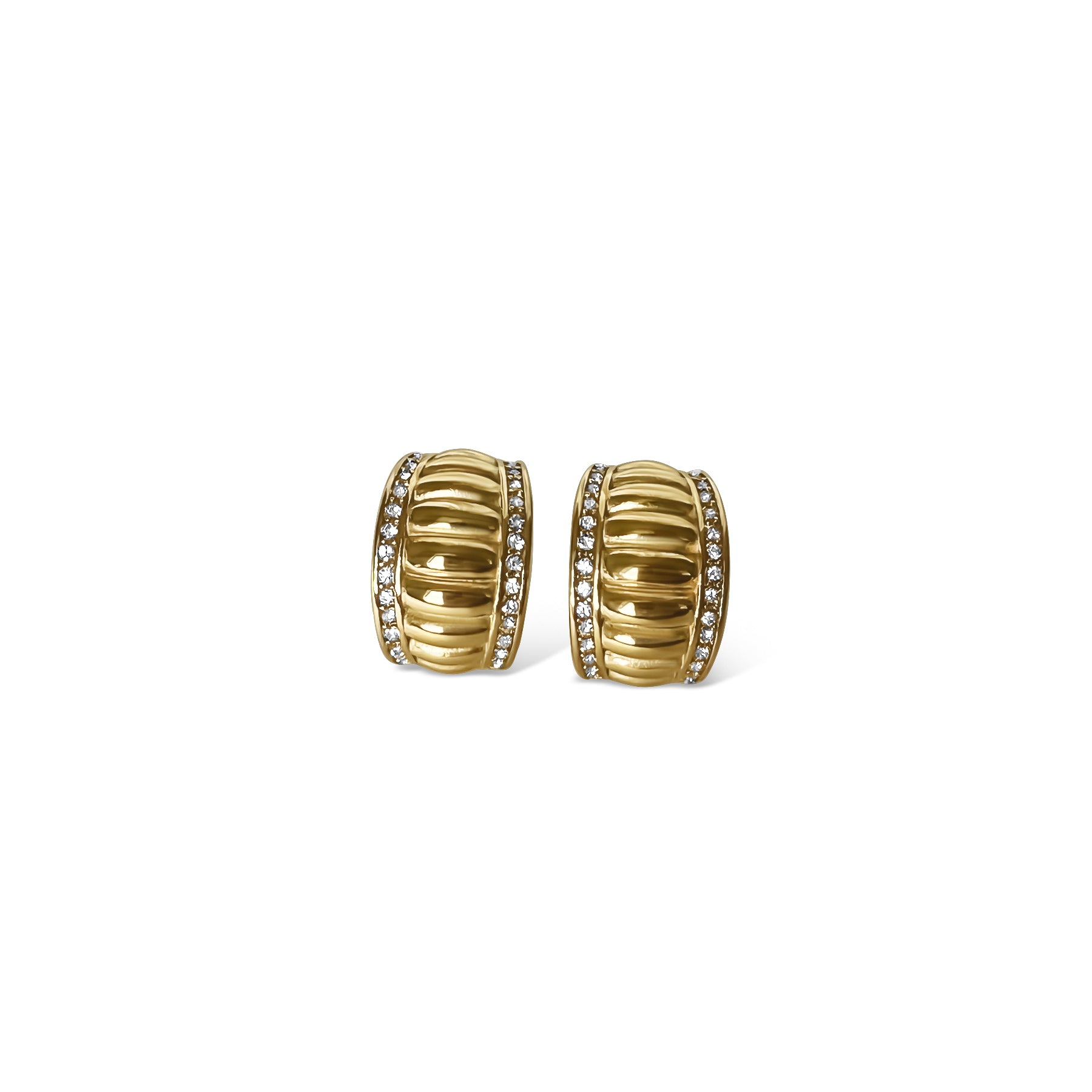 Anisa Sojka Women's Gold Crystal Croissant Hoop Earrings