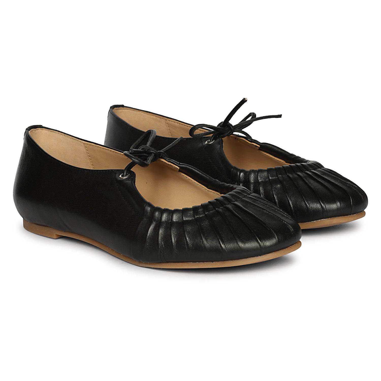 Jelavu Ellie Tied Bow Ruched Ballerina In Black