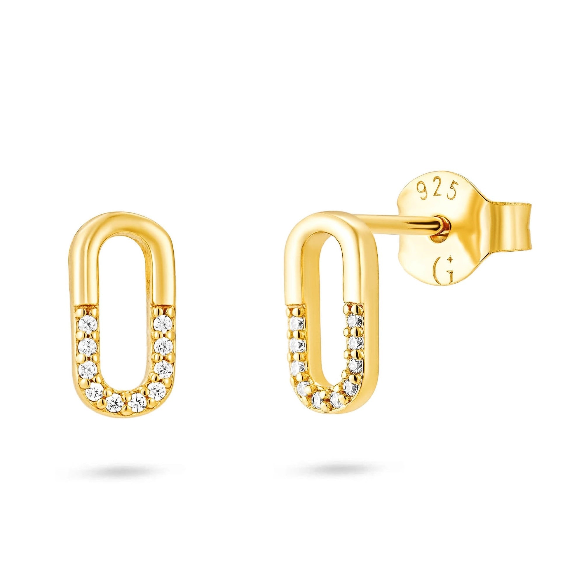 Gold Trip Women's Gold / White Crystal Oval Stud Earrings In Gold
