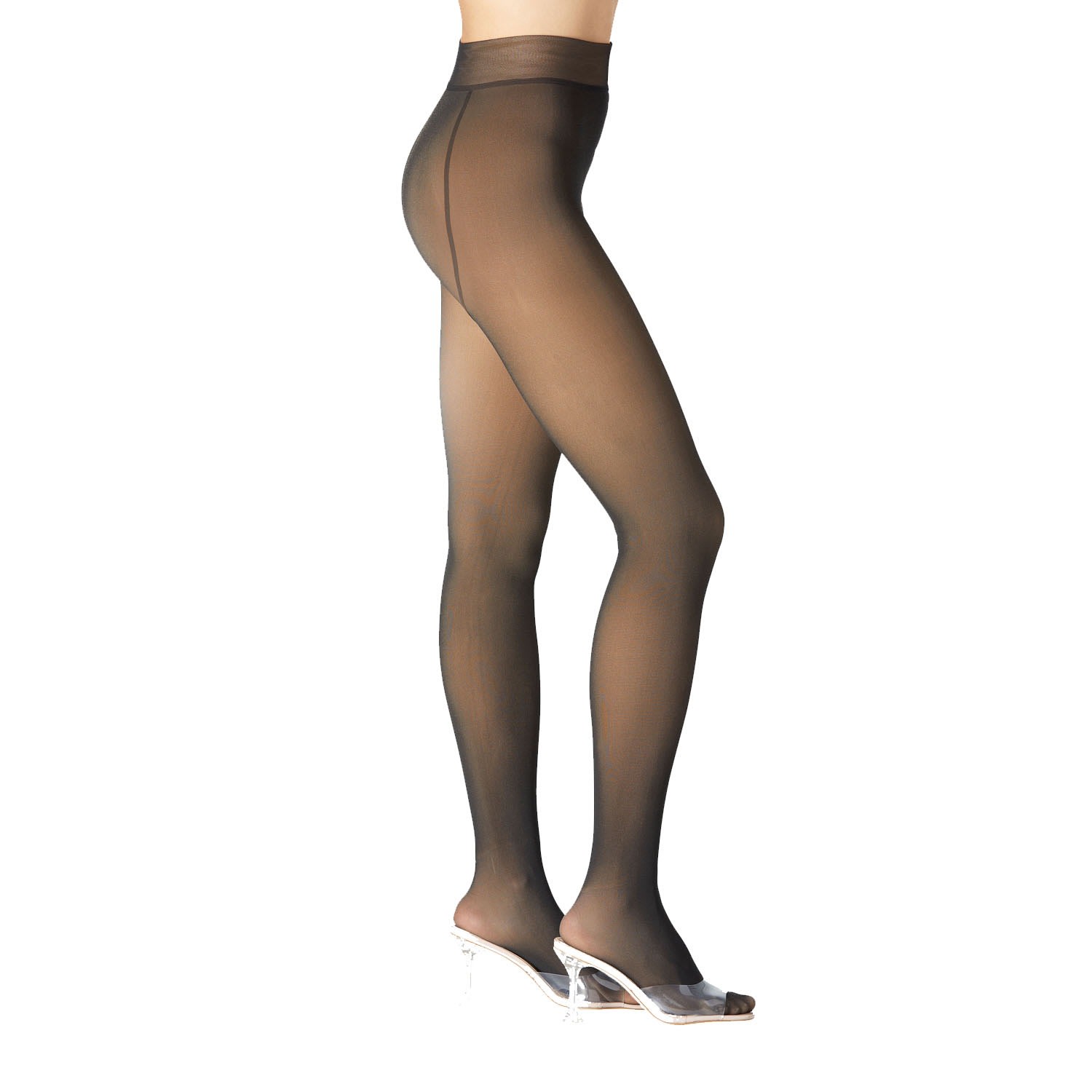 Women’s Neutrals / Black Skin Illusion Fleece Lined Mid Weight Tights - Beige/Black L/Xl Stems