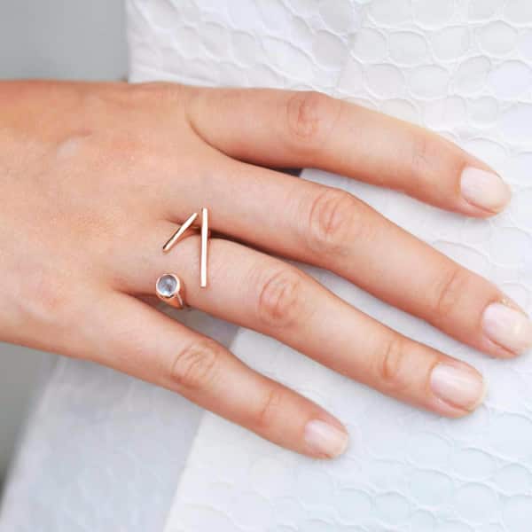 Neola Roxanne Rose Gold Ring With Topaz In Gold