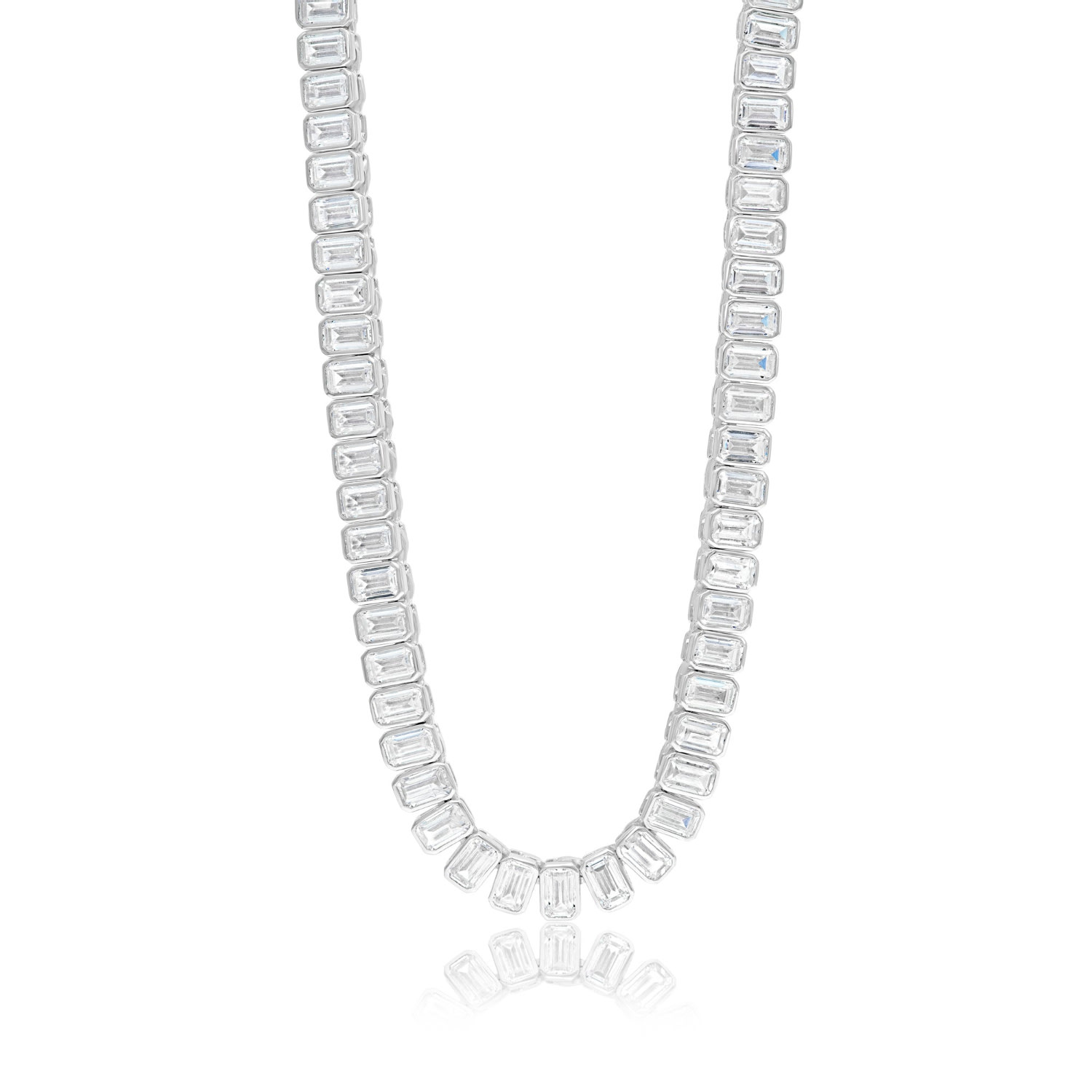 Shymi Women's Emerald Bezel-set Statement Tennis Necklace - Silver In Metallic
