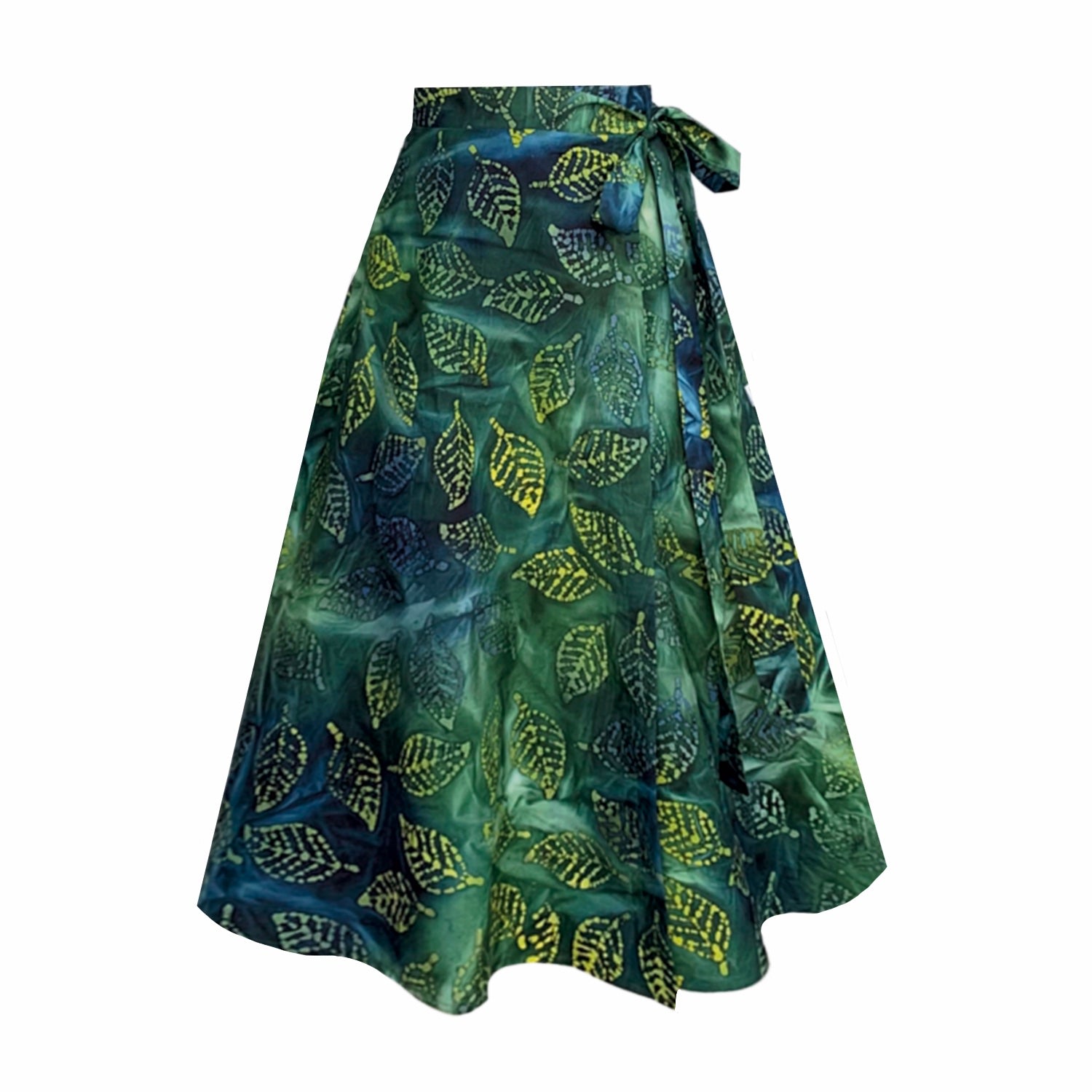 Women’s Green / Blue Meyer Forest Wrap Midi Skirt With Pockets Medium Frock Tales