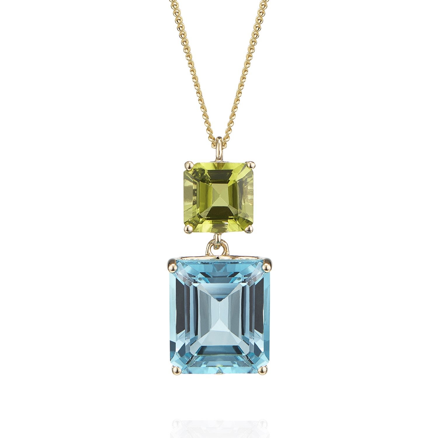 Augustine Jewels Women's Peridot & Blue Topaz Octagon Gold Pendant In Blue/yellow