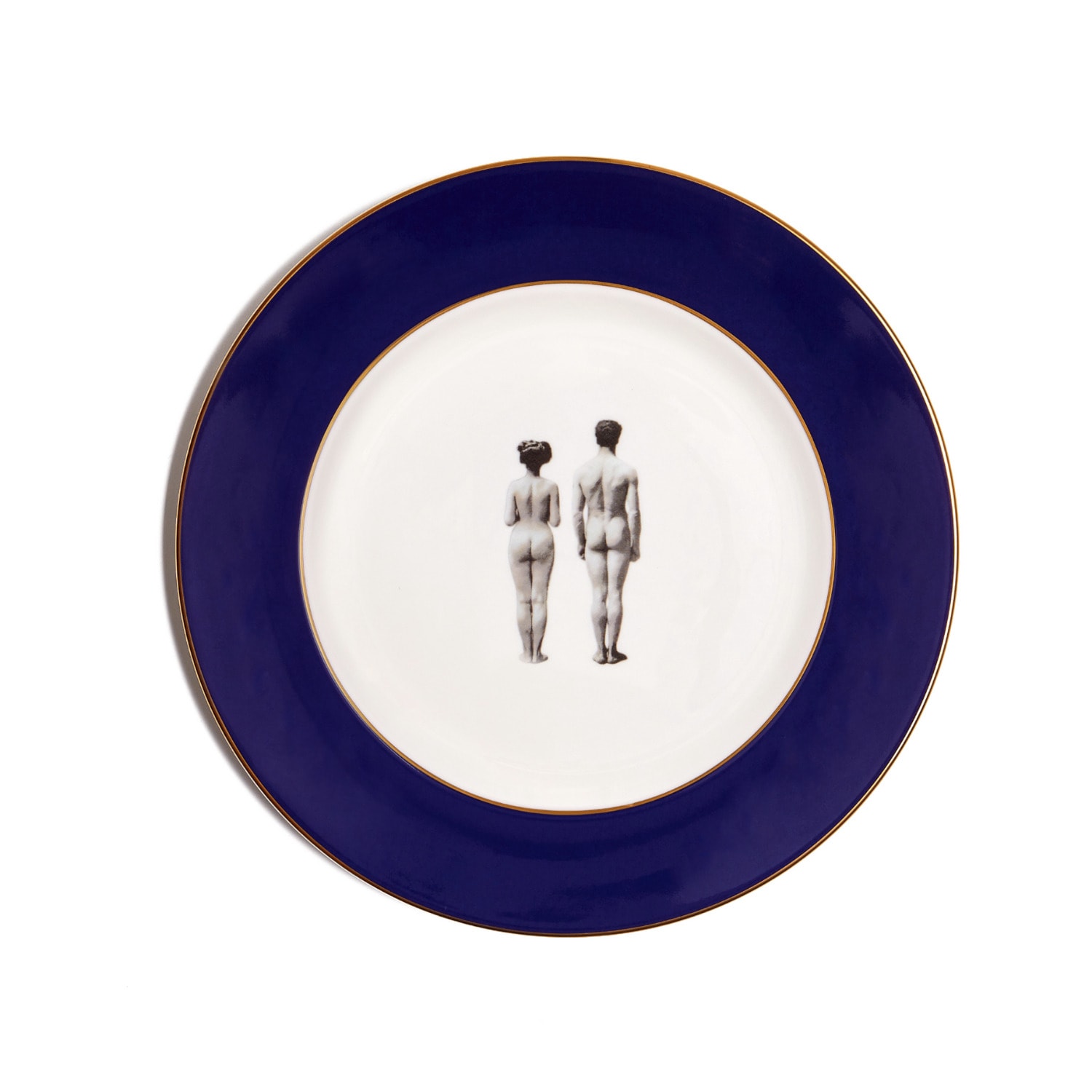 Melody Rose London White / Blue Cobalt Blue Models Dinner Plate In Multi