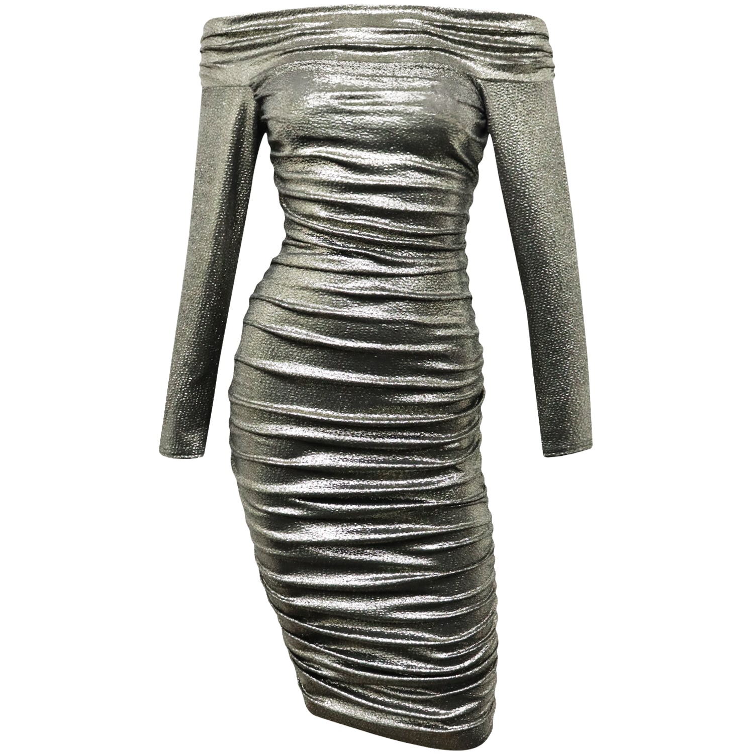Me&thee Women's Meet Your Maker Gold Metallic Ruche Dress In Gold