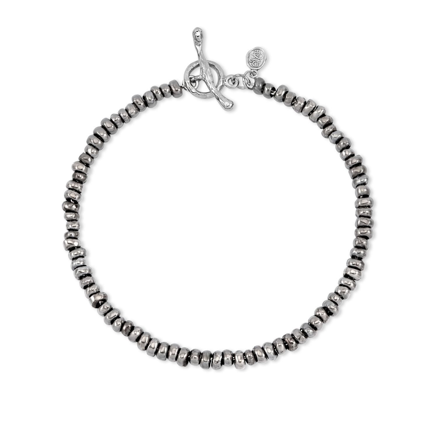 Dower & Hall Men's Signature Small Nugget Bracelet In Black Silver