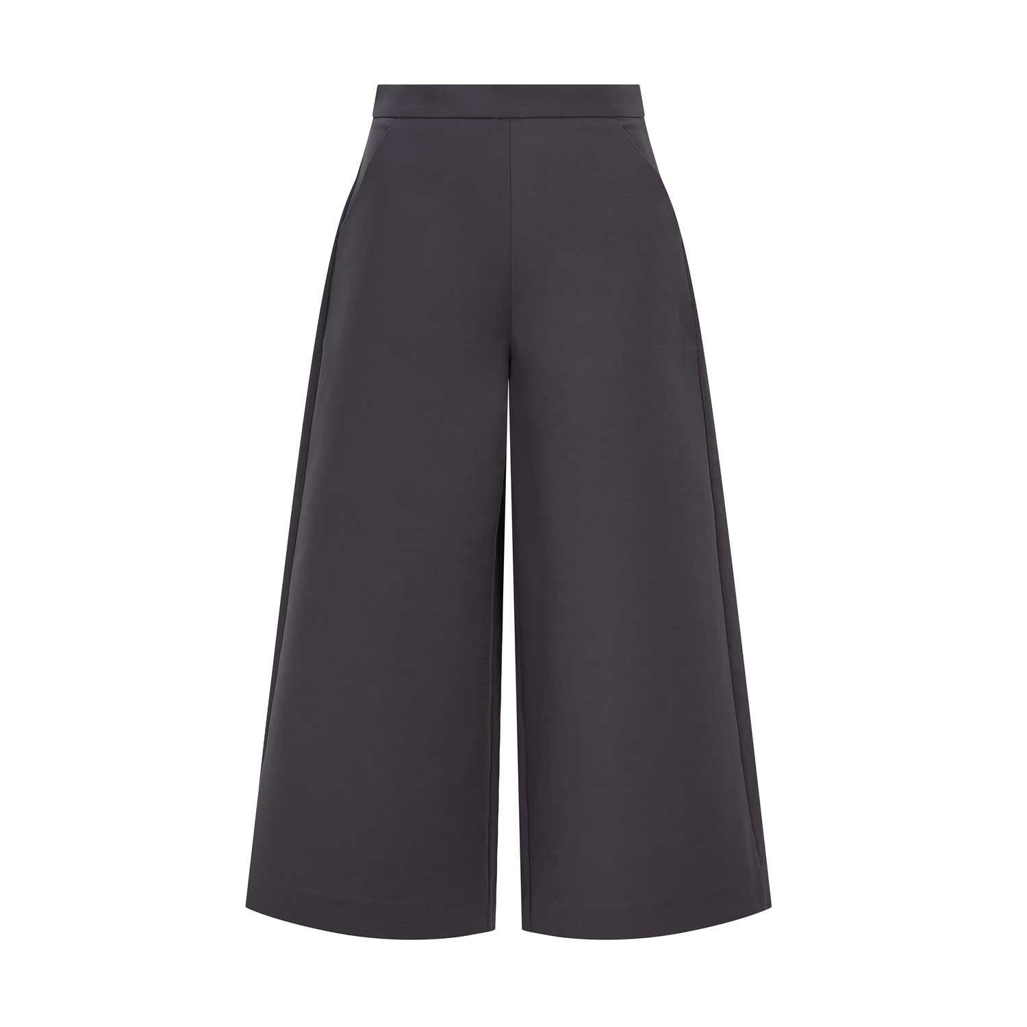 Femponiq Women's Wide Leg Cropped Cotton Trouser - Grey In Grey