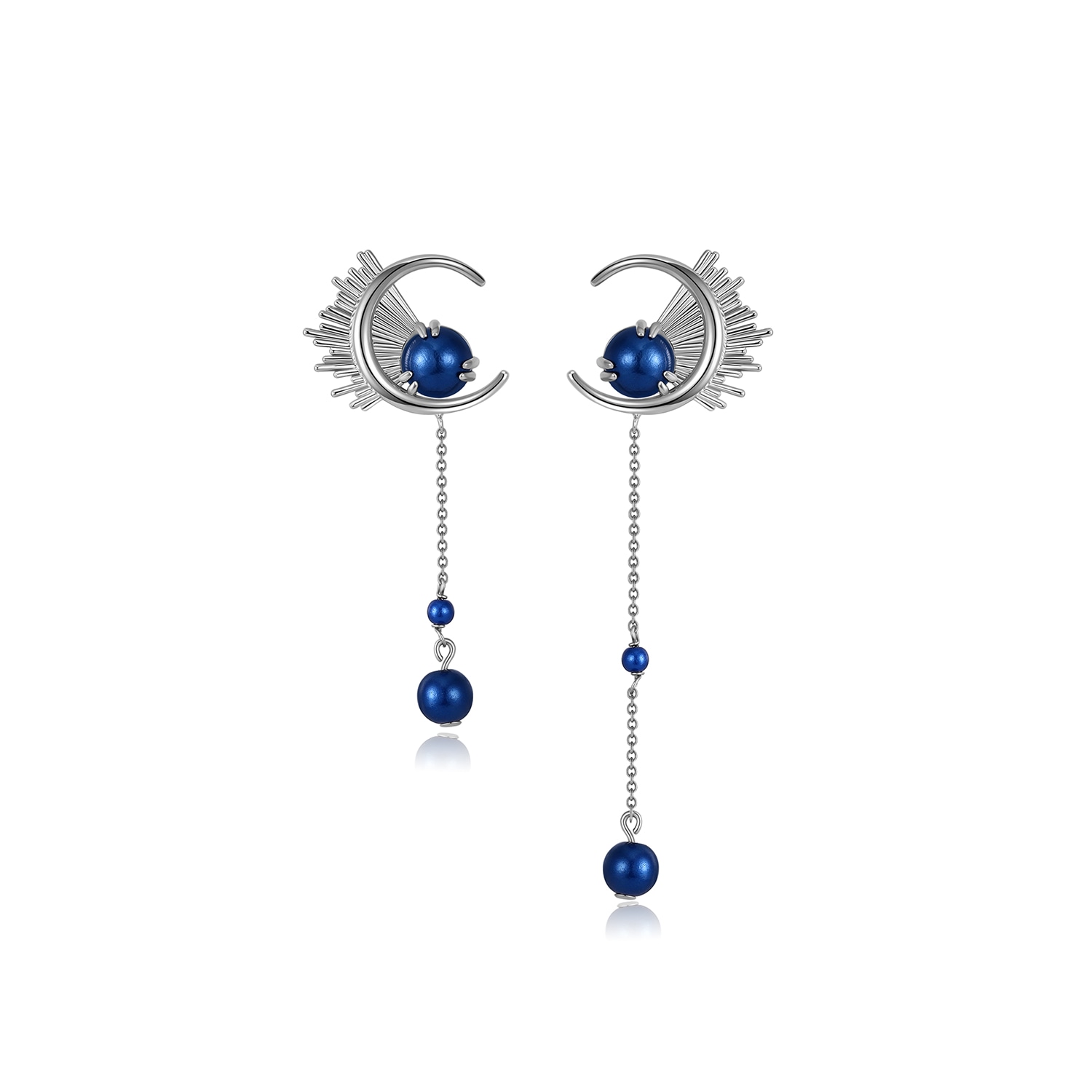 Retro Chic Women's Silver / Blue Blue Dandelion Earrings In Multi