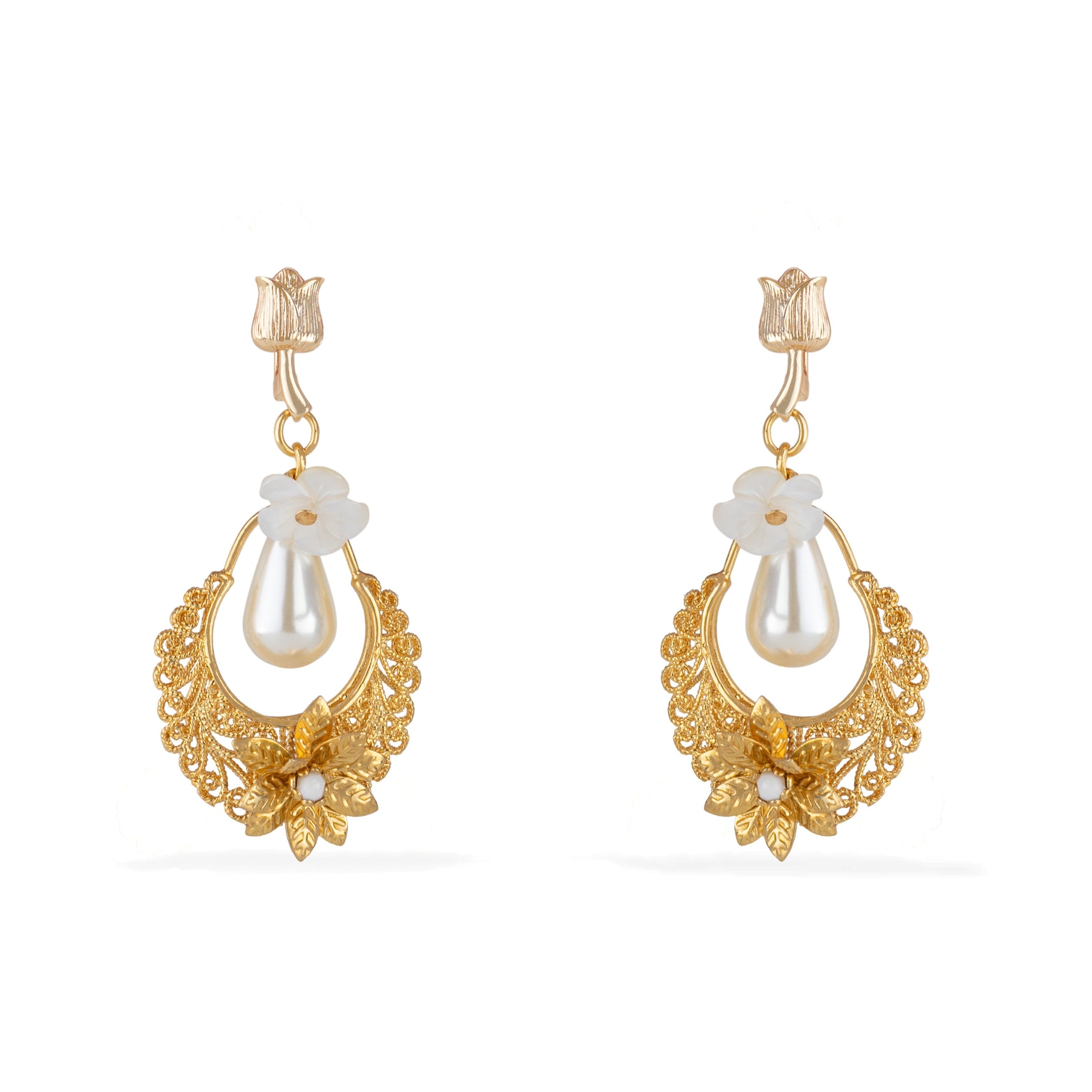 Women’s Gold / White Sissi Hoop Earrings Pat’s Jewelry