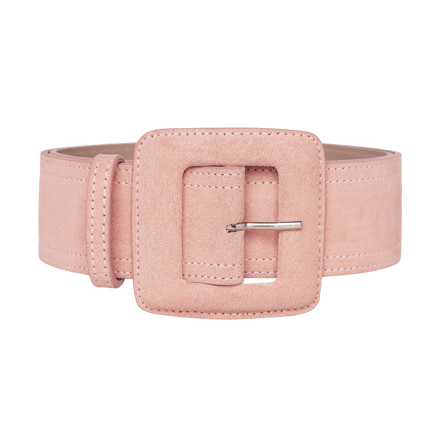 Beltbe Women's Pink / Purple Suede Square Buckle Belt - Blush Pink In Pink/purple