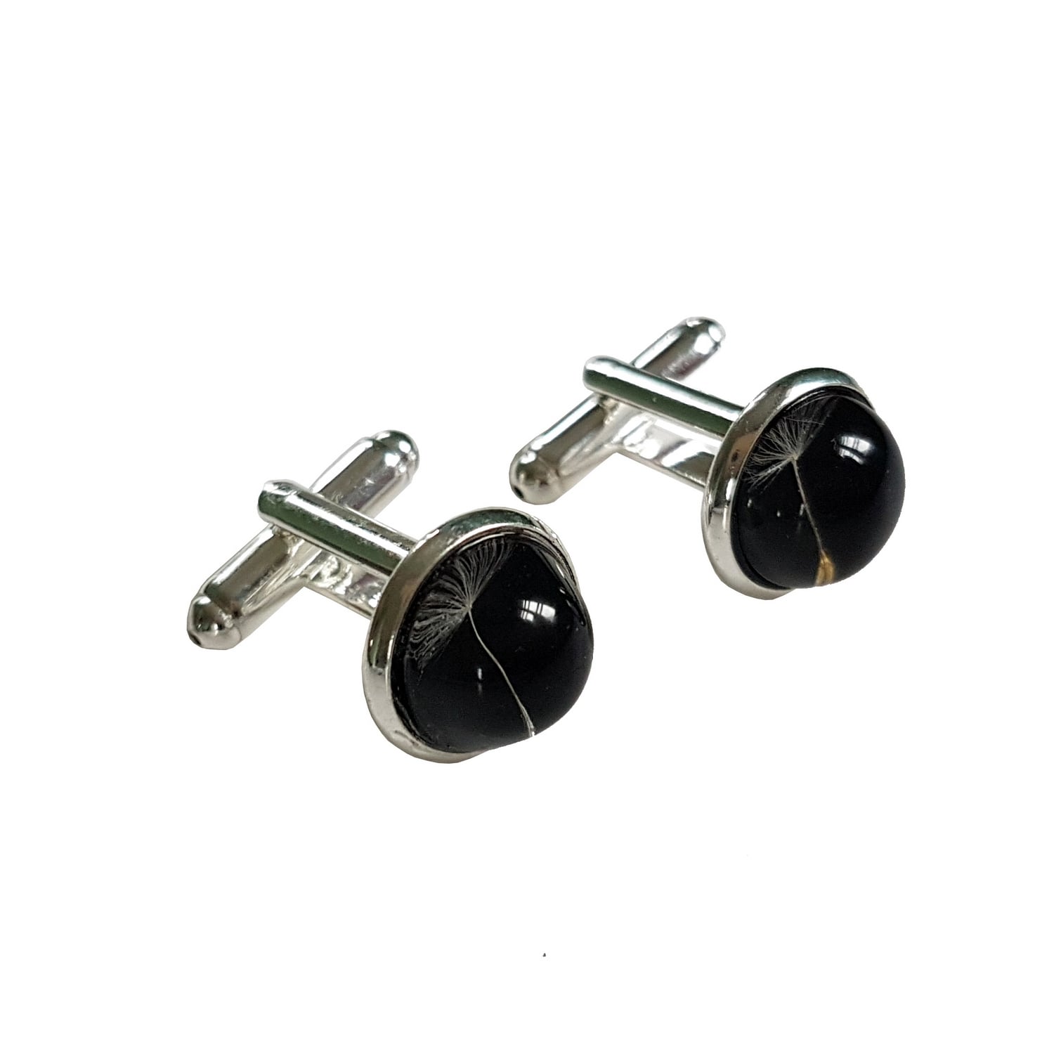 Laura Daili Men's Black / Silver Glass Cufflings - A Wish In Metallic
