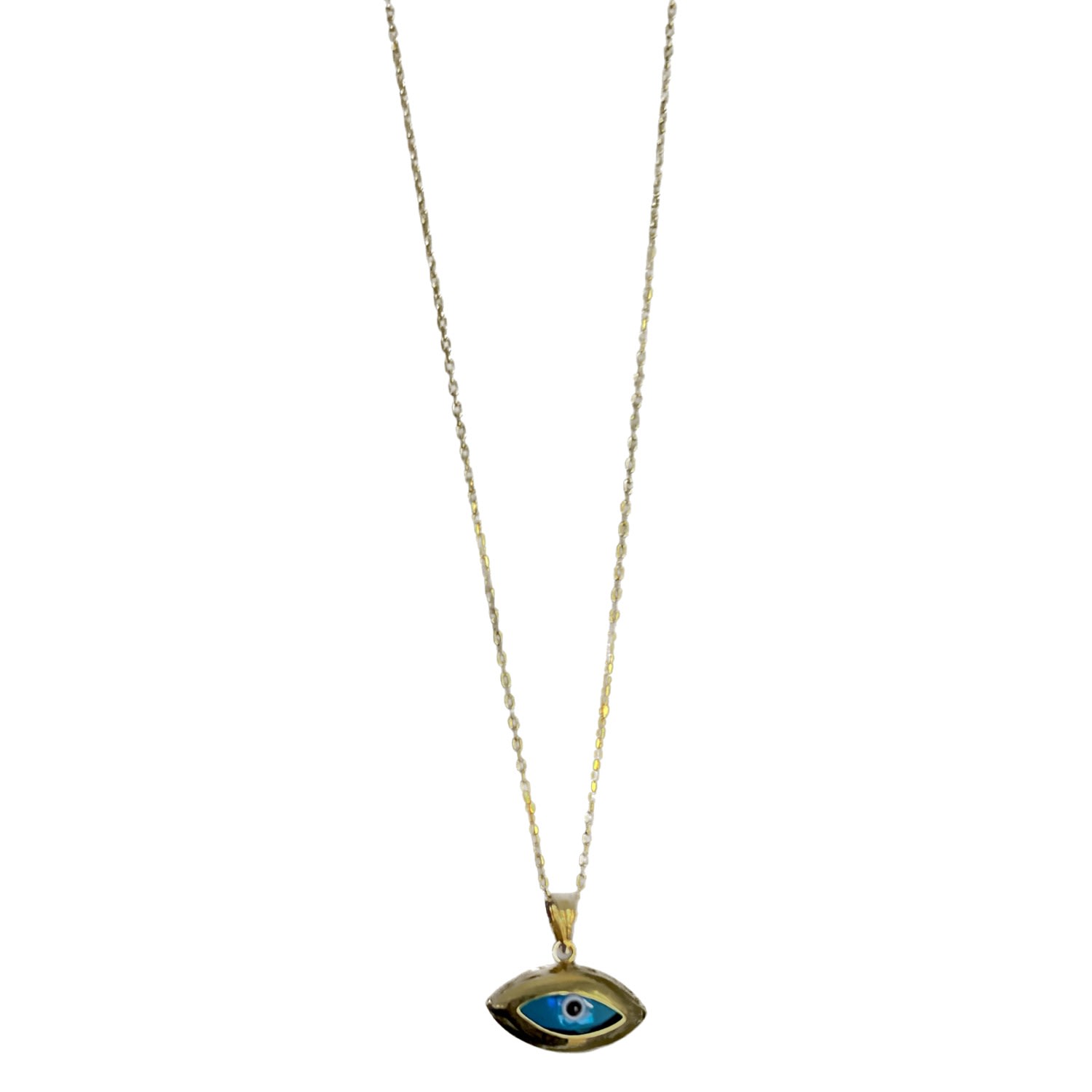 Women’s Gold Evil Eye Necklace Snake Chain Everyday Nazar Pendant Selen Jewels