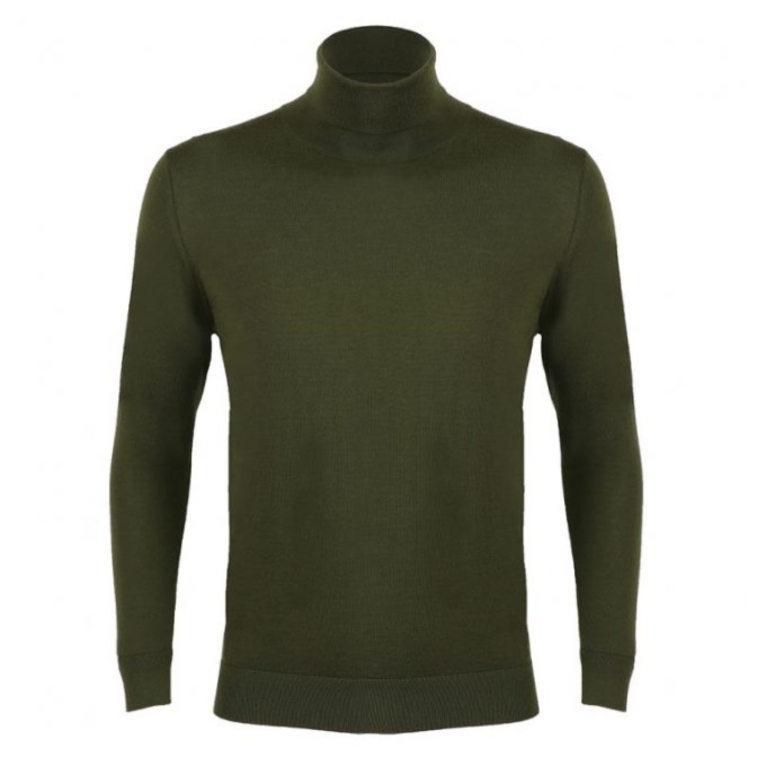David Wej Men's Dixon Light Wool Roll Neck Jumper – Green In Green