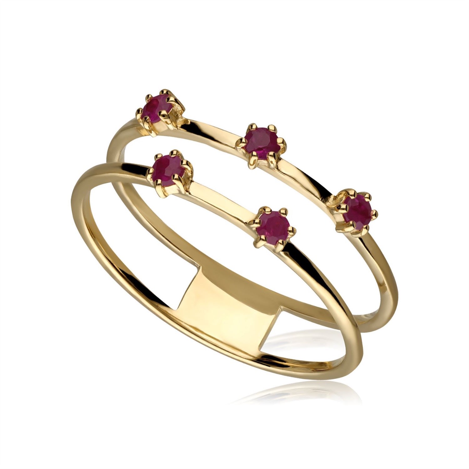 Women’s Red Ruby Double Band Ring Gemondo