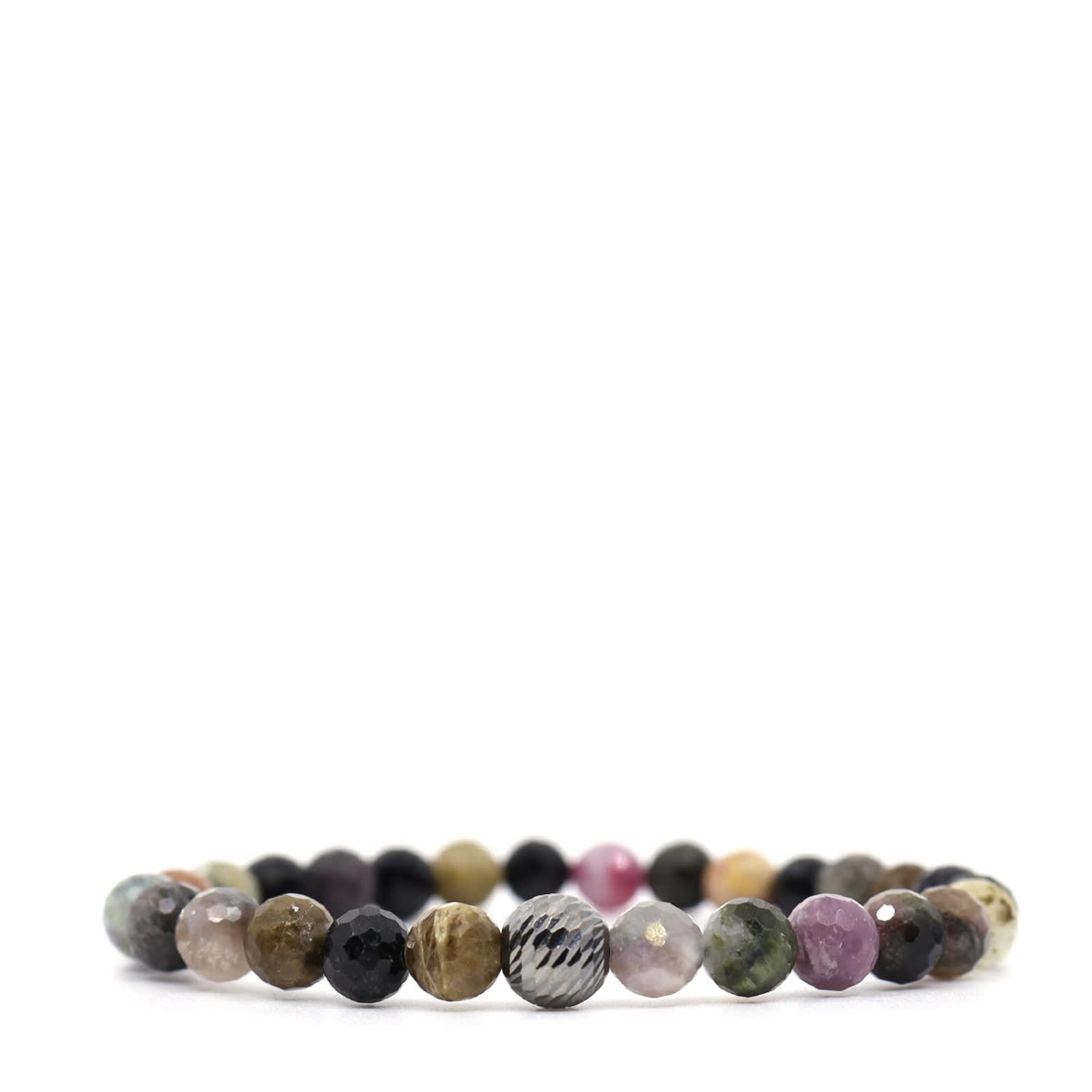 Shar Oke Men's Neutrals / Silver Tourmaline & Sterling Silver Bracelet