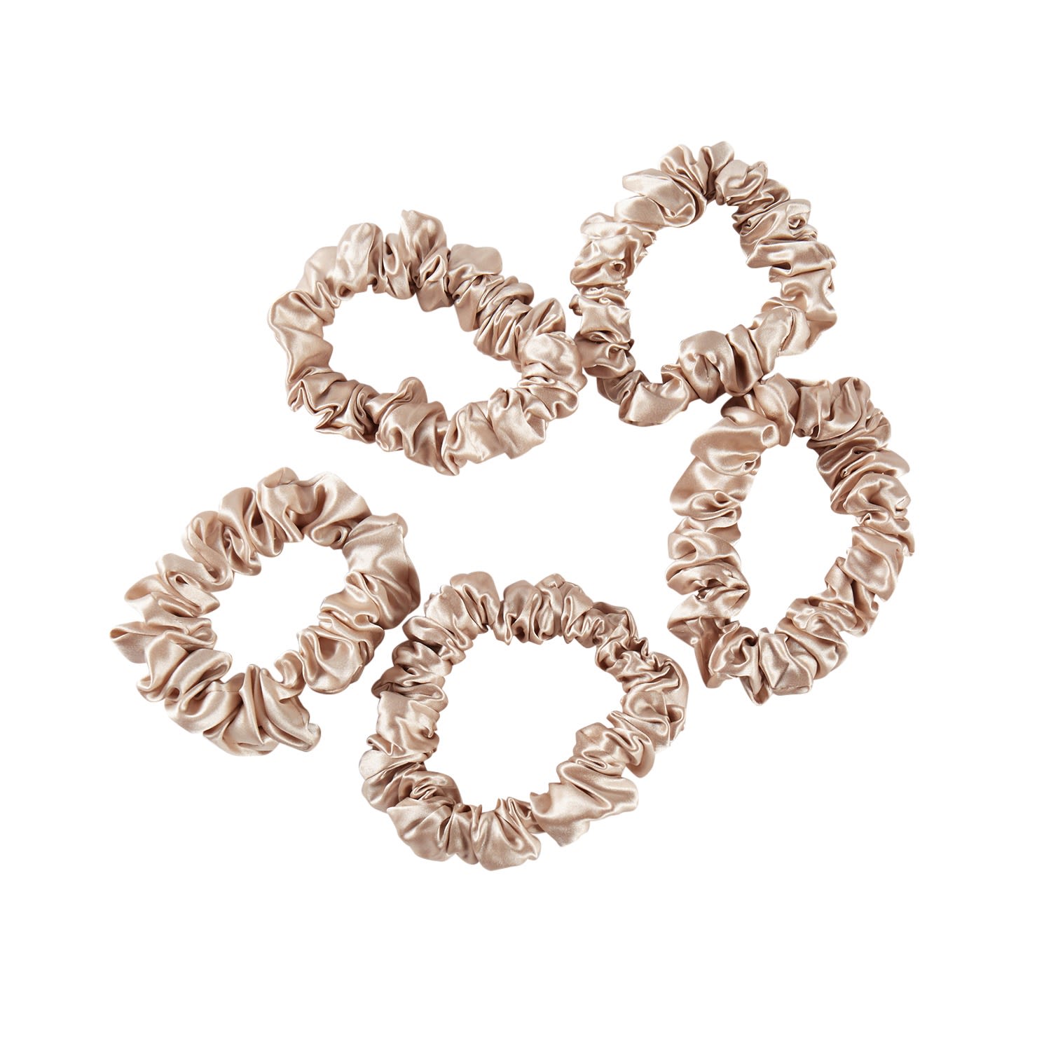 Soft Strokes Silk Women's Neutrals Pure Mulberry Silk Mini Scrunchie Set Of Five In Beige In Beige/purple