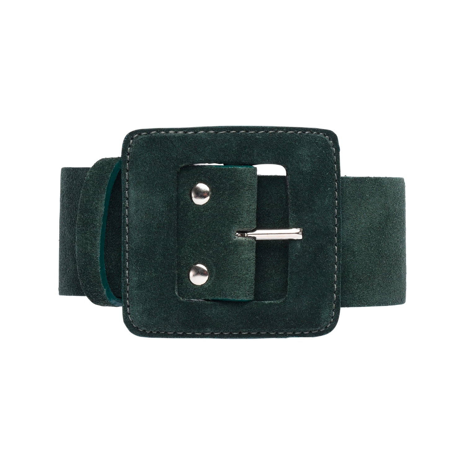 Women’s Suede Square Buckle Belt - Army Green Small Beltbe