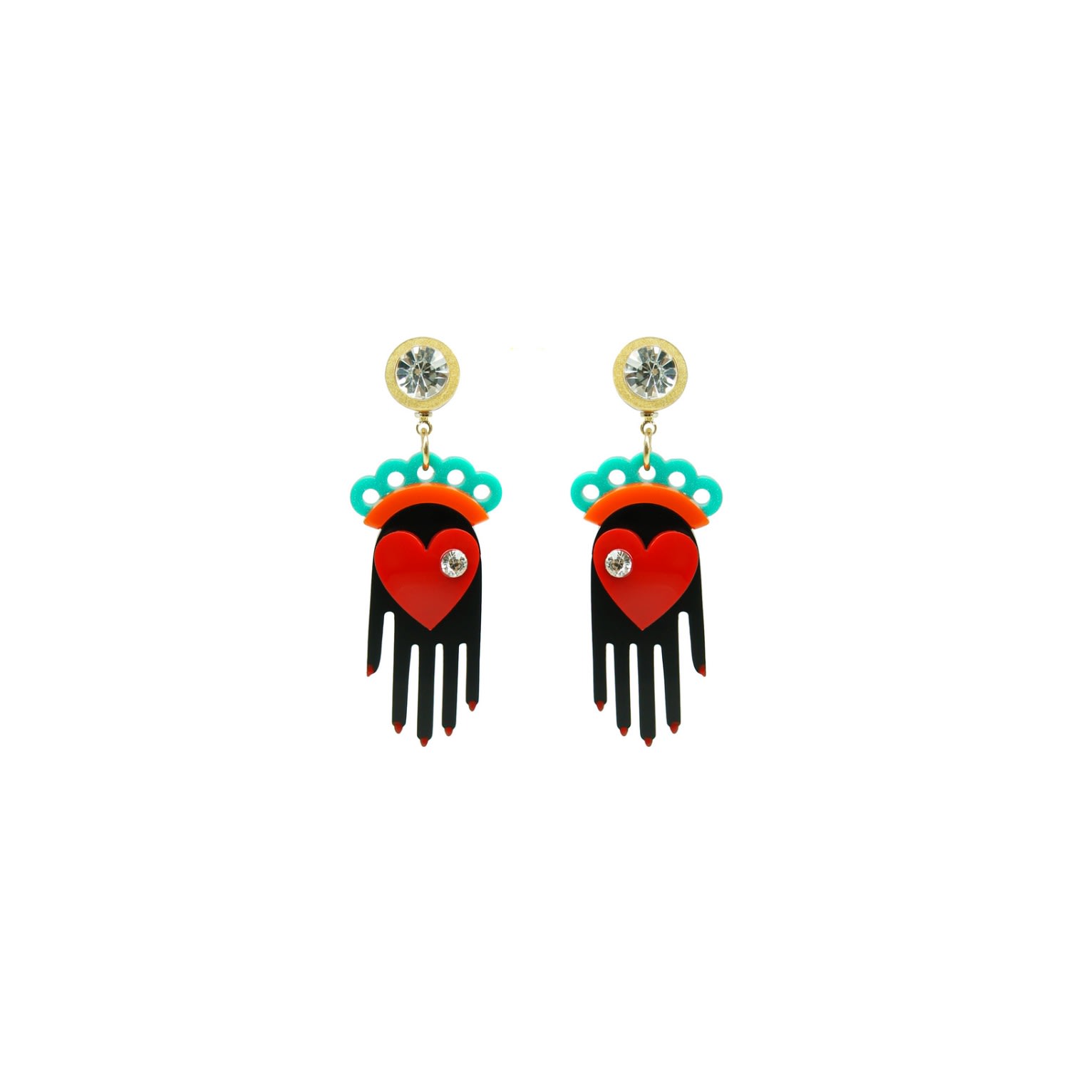 Gissa Bicalho Women's Handmade Acrylic Earring Hands - Black In Multi