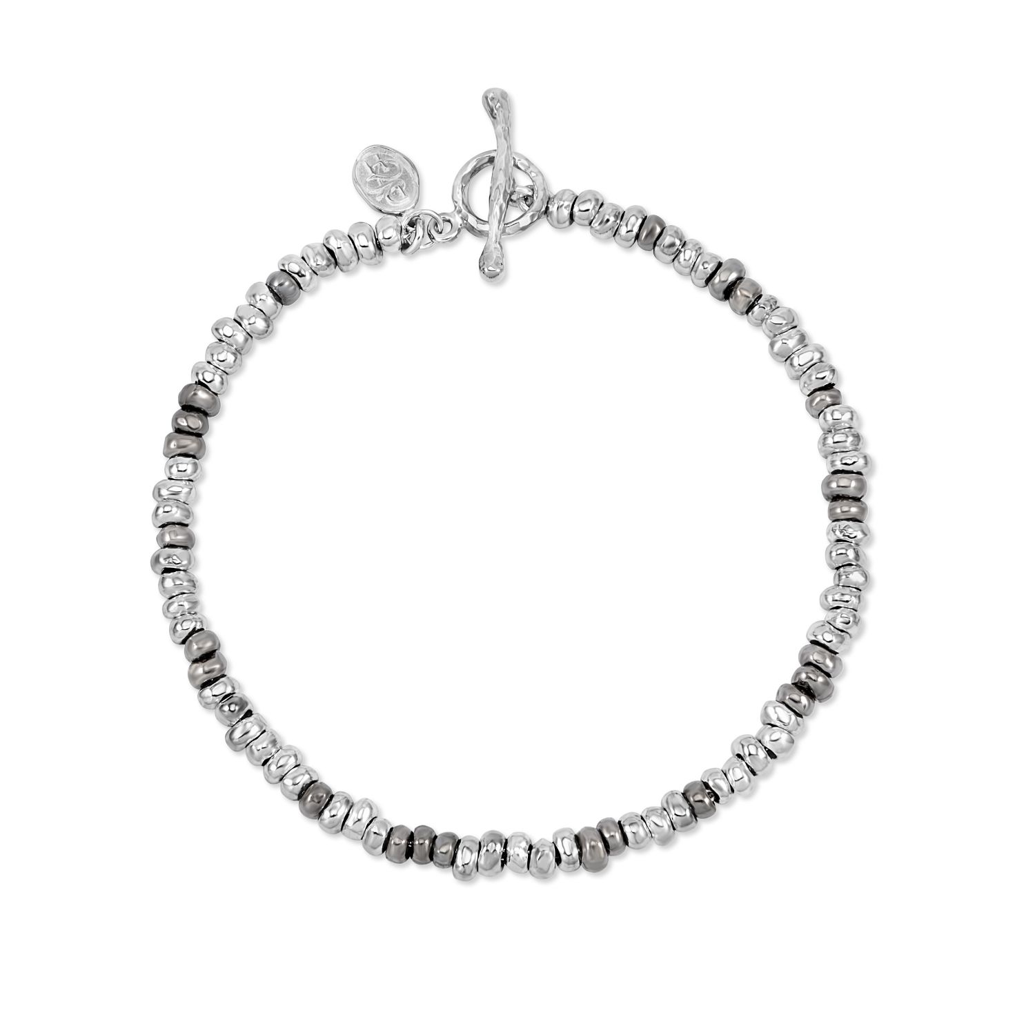 Dower & Hall Silver / Black Men's Signature Small Nugget Bracelet In Silver & Black Mix