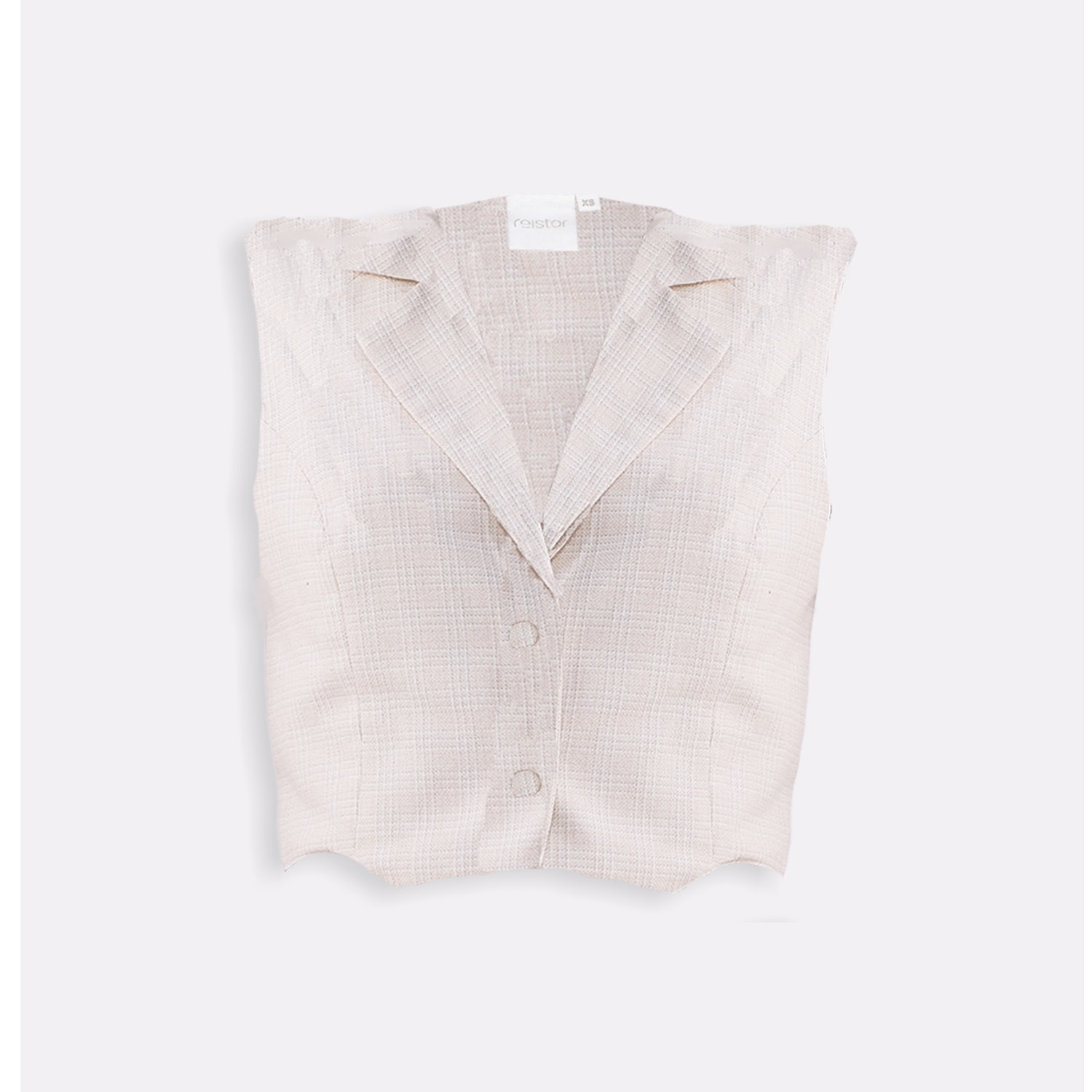 Reistor Women's White Cropped Cotton Tweed Vest In Cream In White