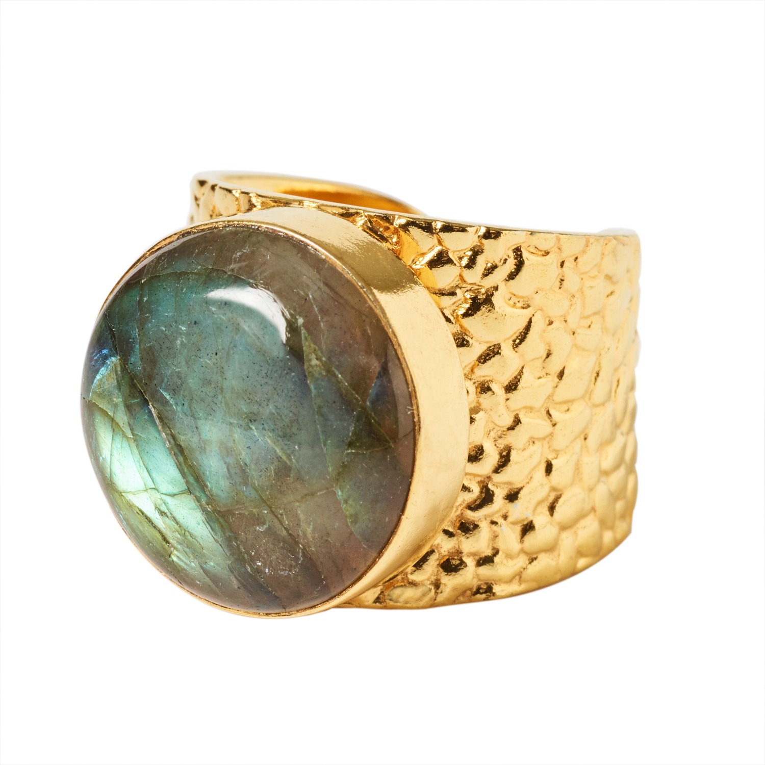 Teal Green Mega Gemstone Gold Statement Ring