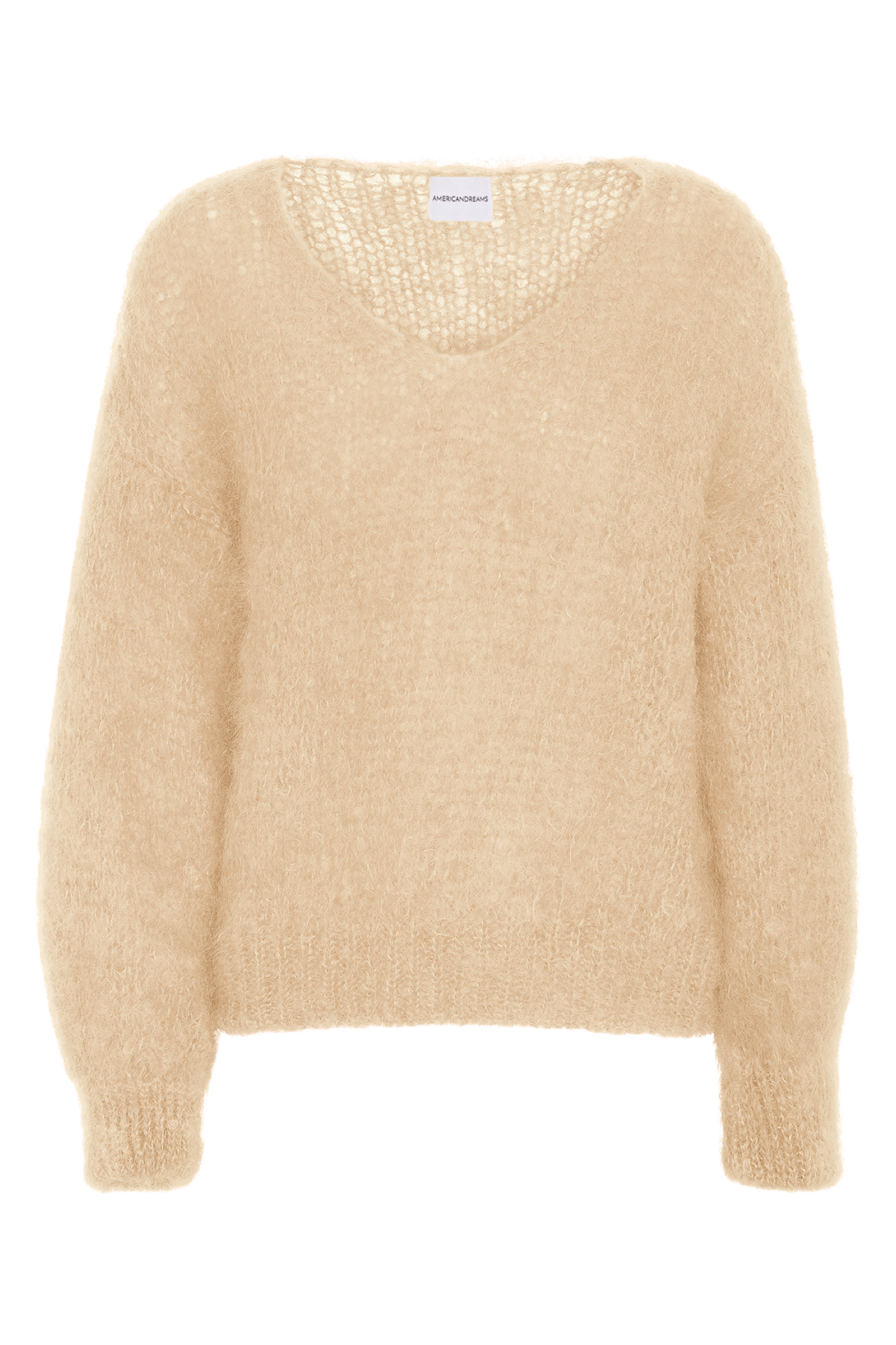 Americandreams Women's Neutrals / Yellow / Orange Milana Ls Mohair Knit Almond