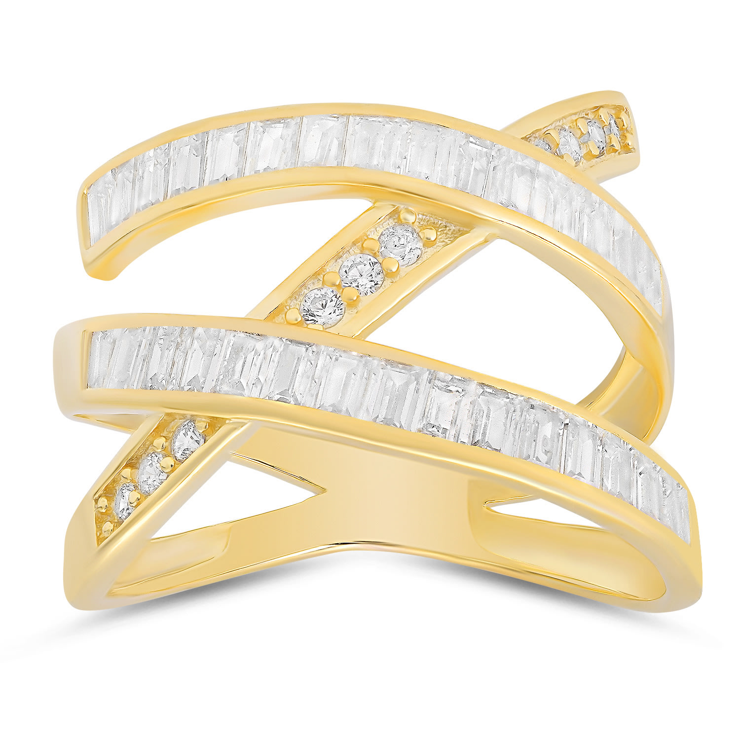 Kylie Harper Women's Gold Baguette-cut Highway Statement Ring
