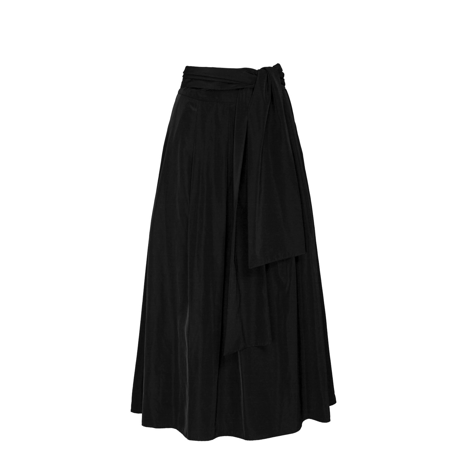 The Extreme Collection Women's Black Taffeta Midi Skirt With Bow