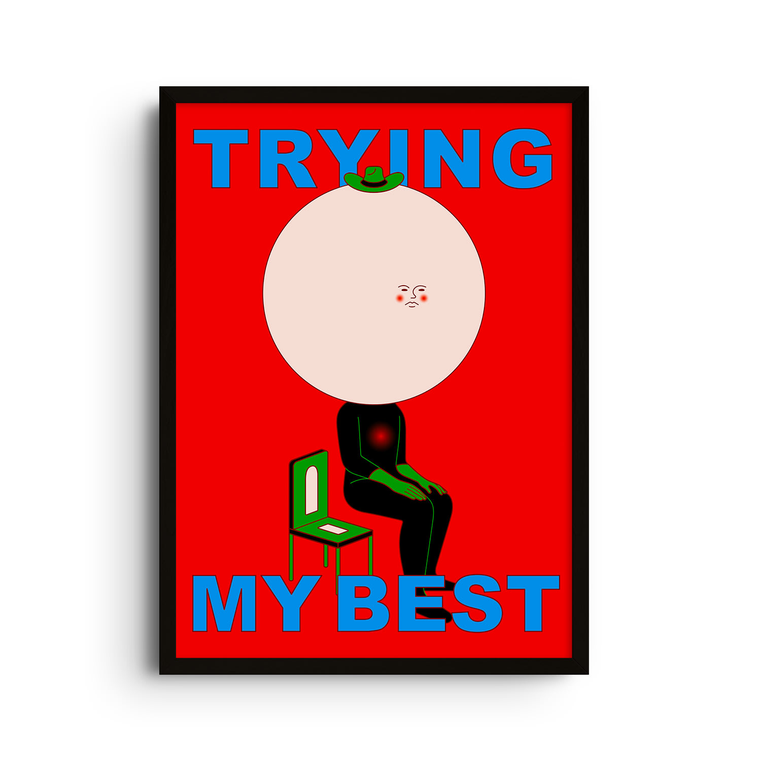 East Side Studio London Red Trying My Best - Giclee Fine Art Print - Extra Small In Red