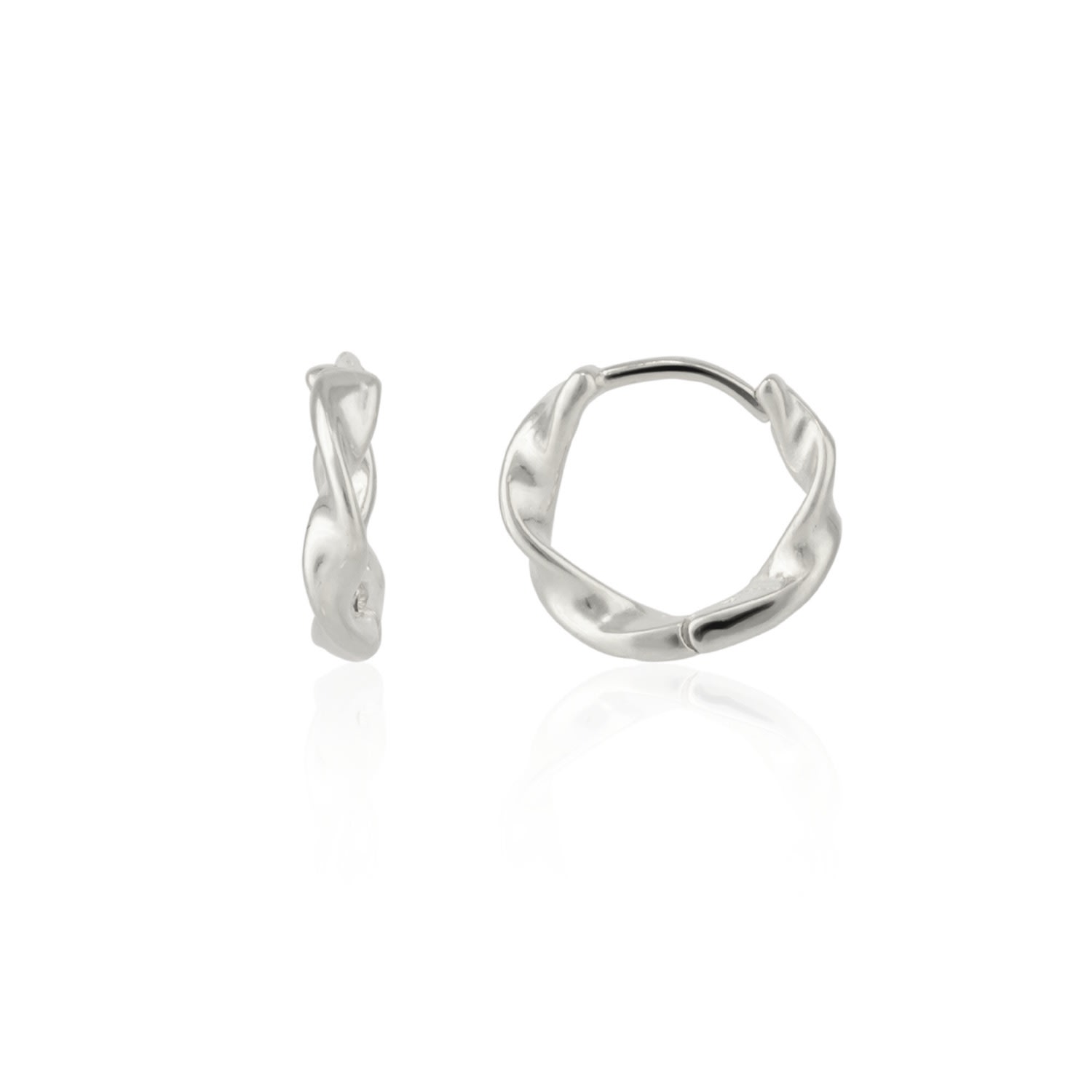 Women’s Naturally Twisted Molten Sterling Silver Hoop Earrings - Silver Spero London