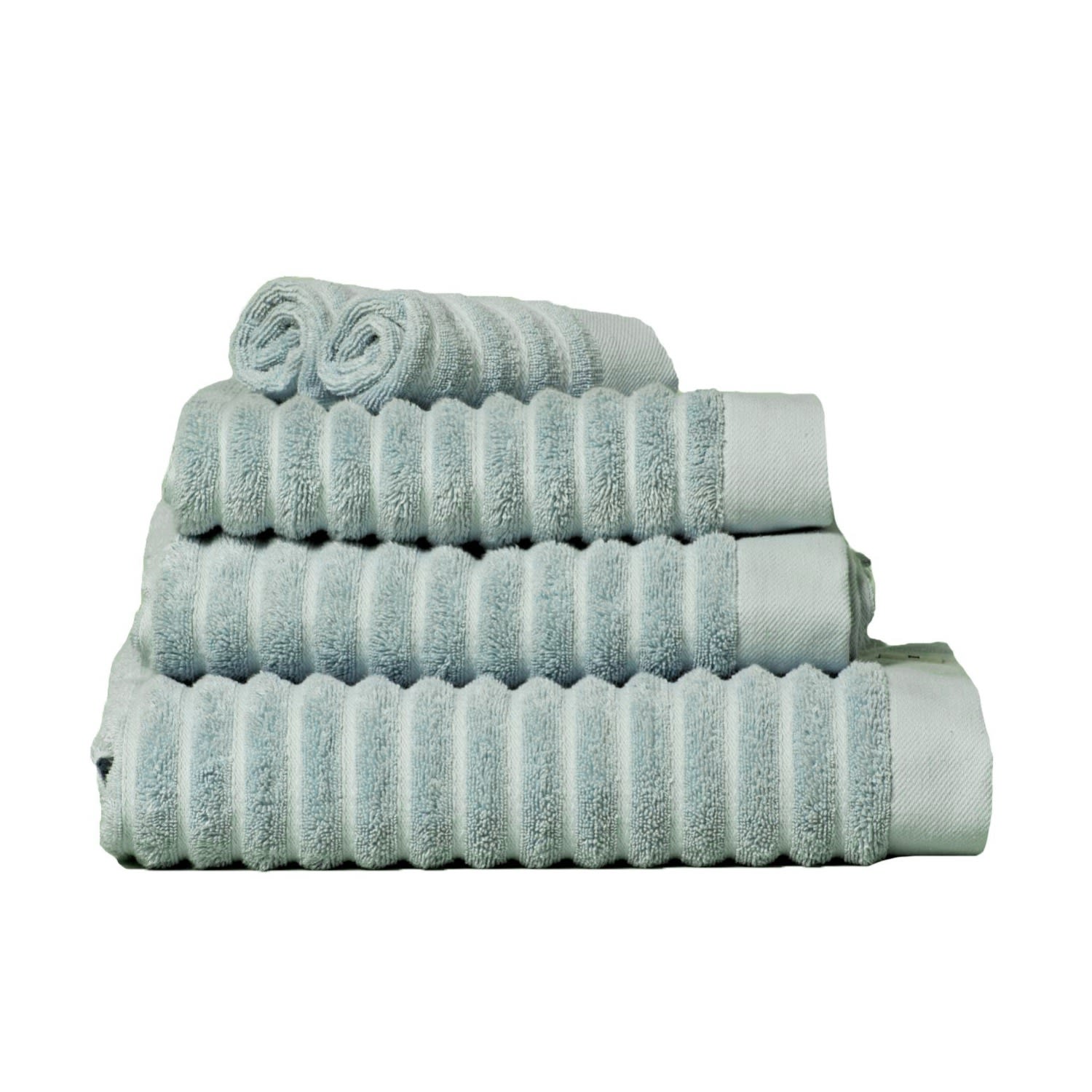 Misona Organic Cotton Minimo Towel Set - Duck Egg Blue In Blue