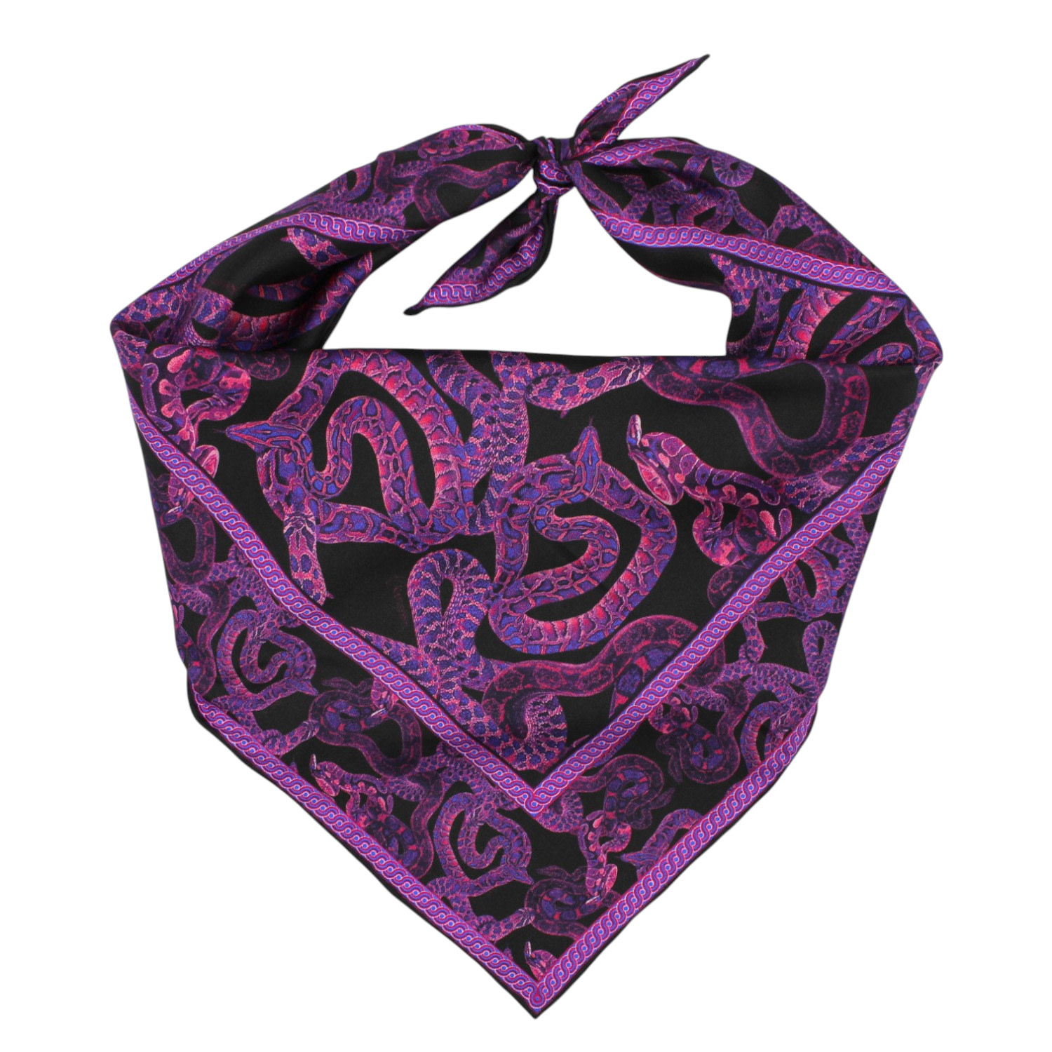 Monzlapur New York Women's Pink / Purple Silk Serpent Noir Scarf Small -magenta X Black In Multi